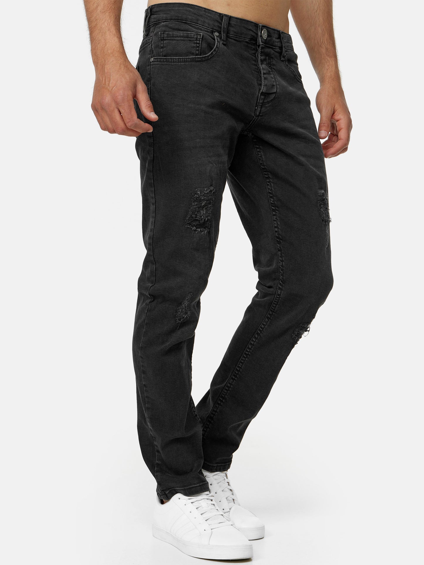 Tazzio Herren Jeans Slim Fit Destroyed Look 16525 Schwarz