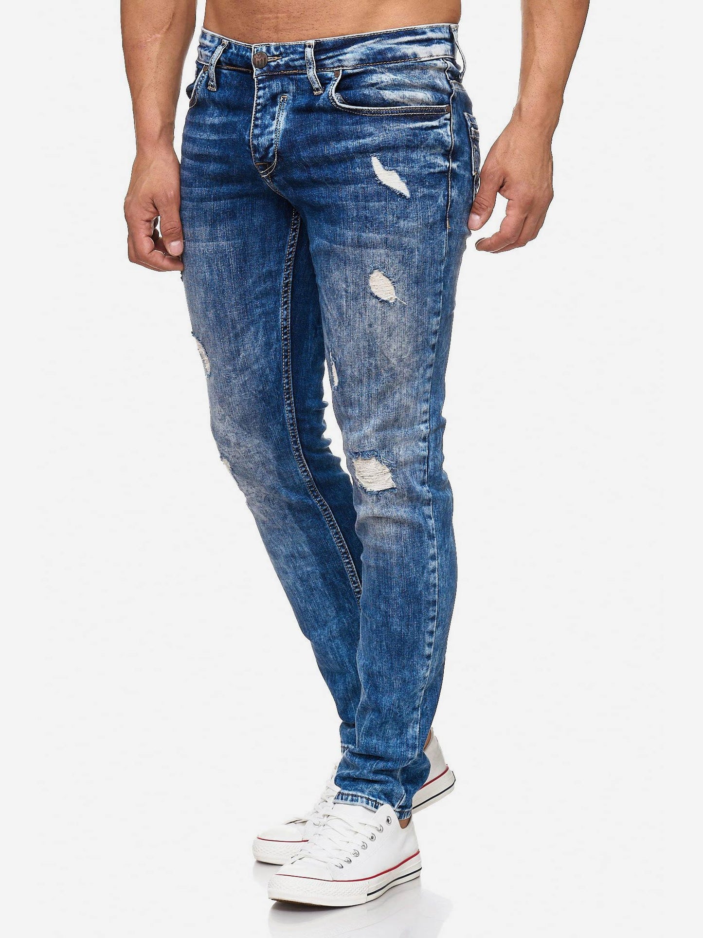 Tazzio Herren Jeans Slim Fit im Destroyed Look 17502