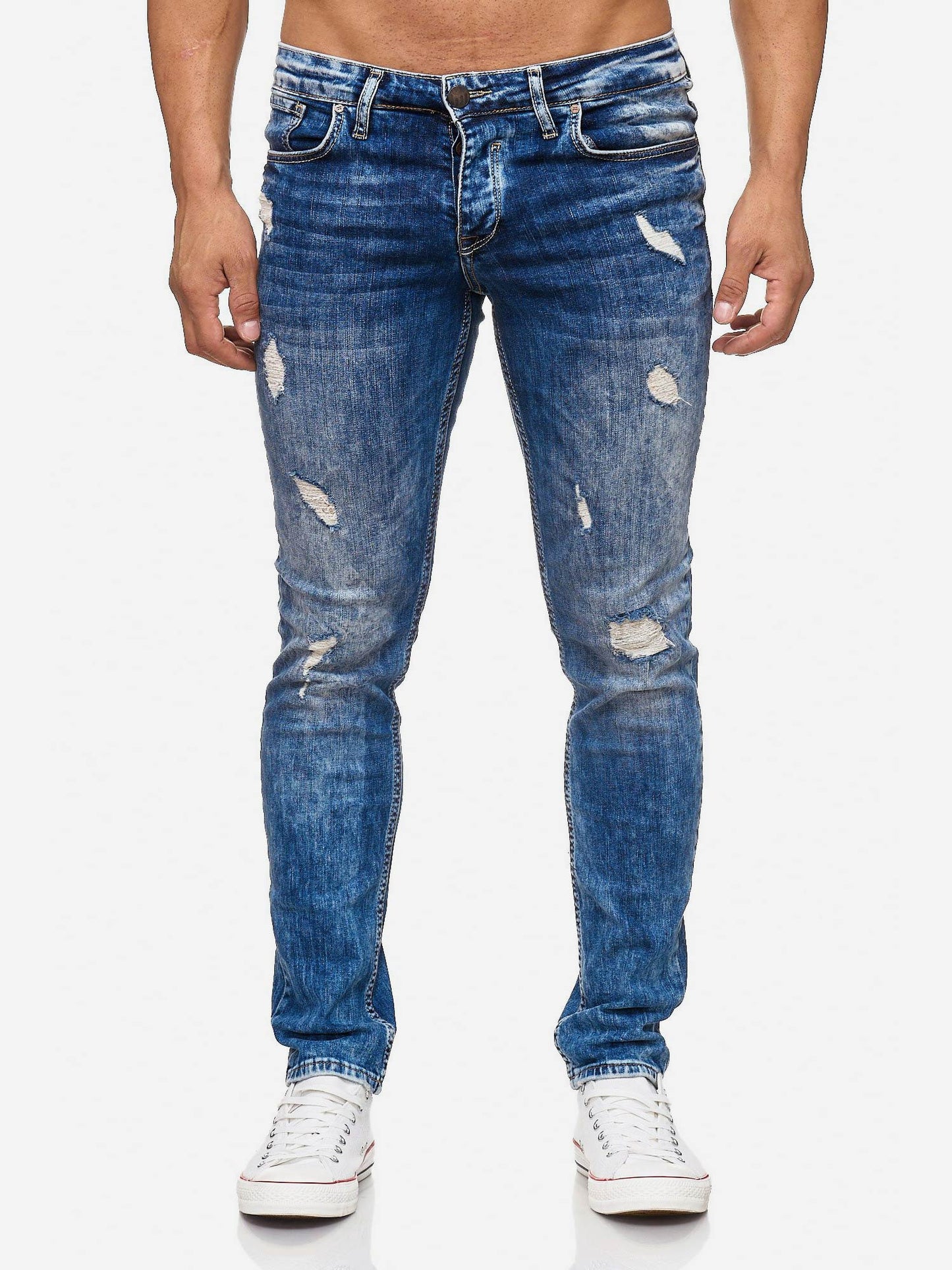 Tazzio Herren Jeans Slim Fit im Destroyed Look 17502