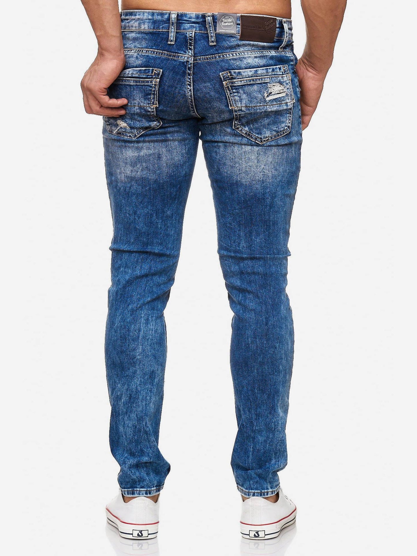 Tazzio Herren Jeans Slim Fit im Destroyed Look 17502