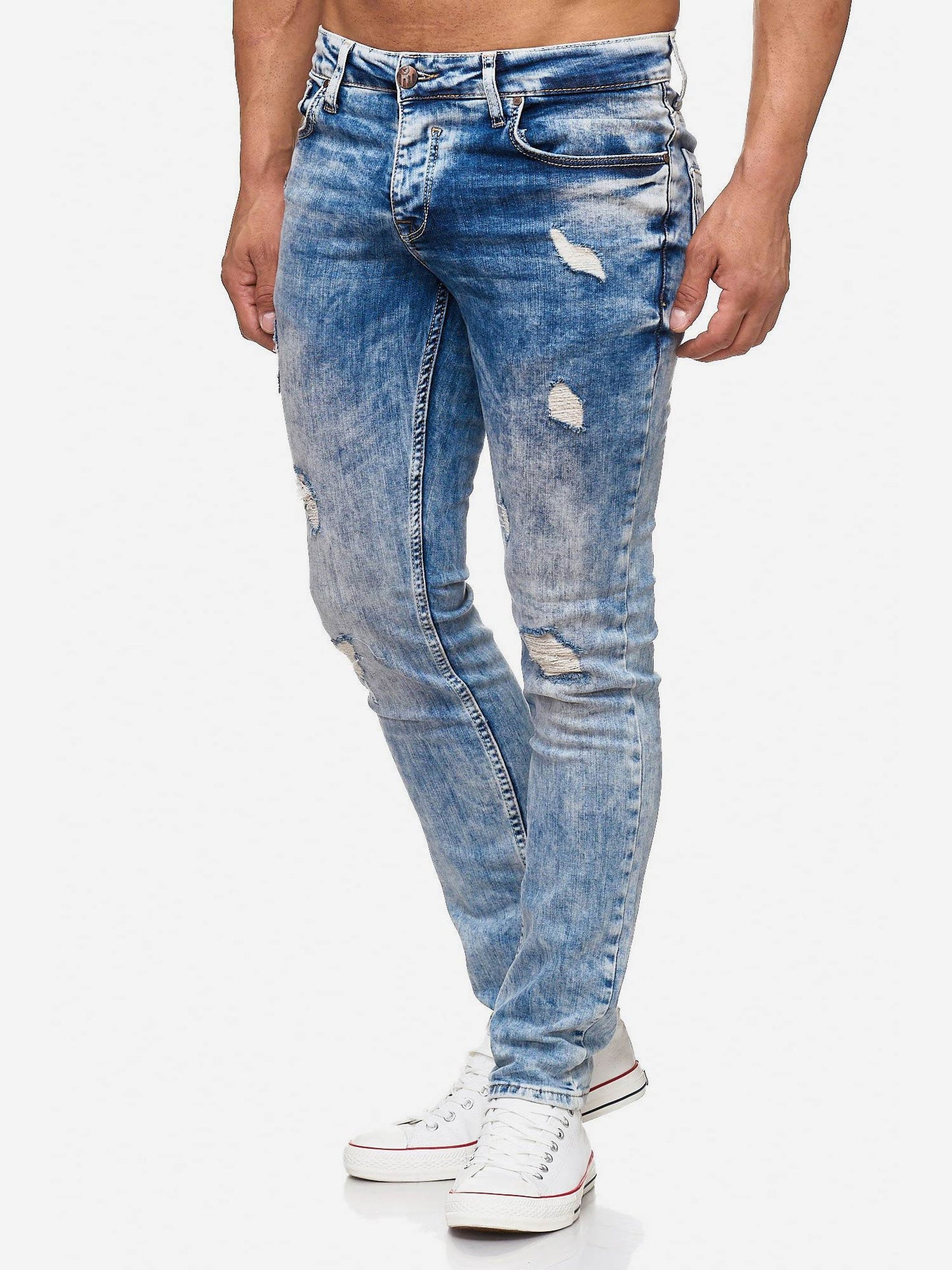 Tazzio Herren Jeans Slim Fit im Destroyed Look 17502