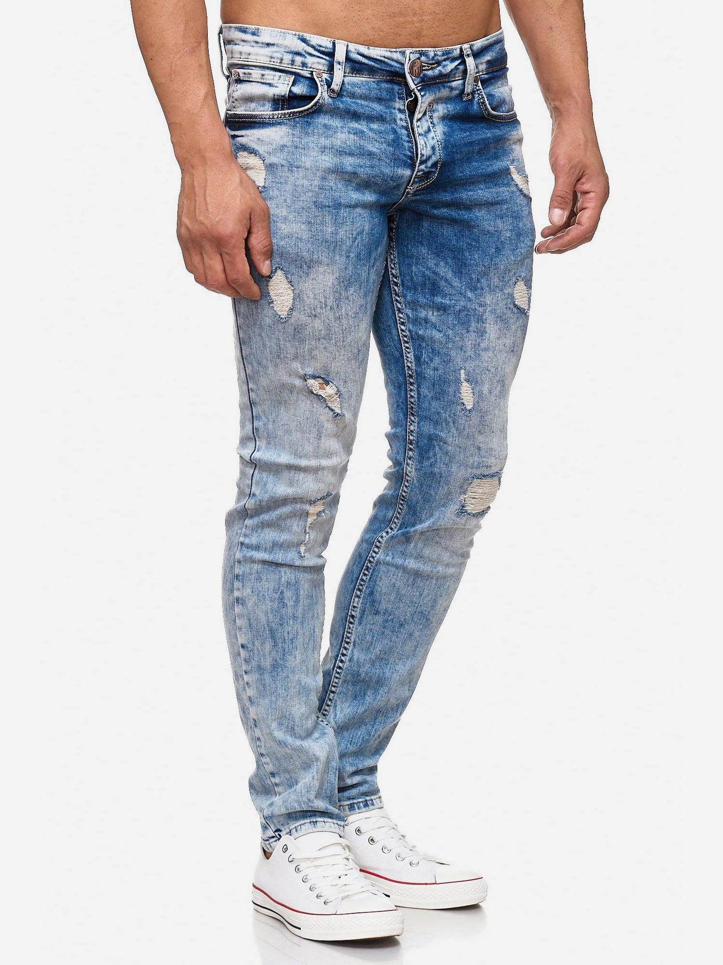 Tazzio Herren Jeans Slim Fit im Destroyed Look 17502