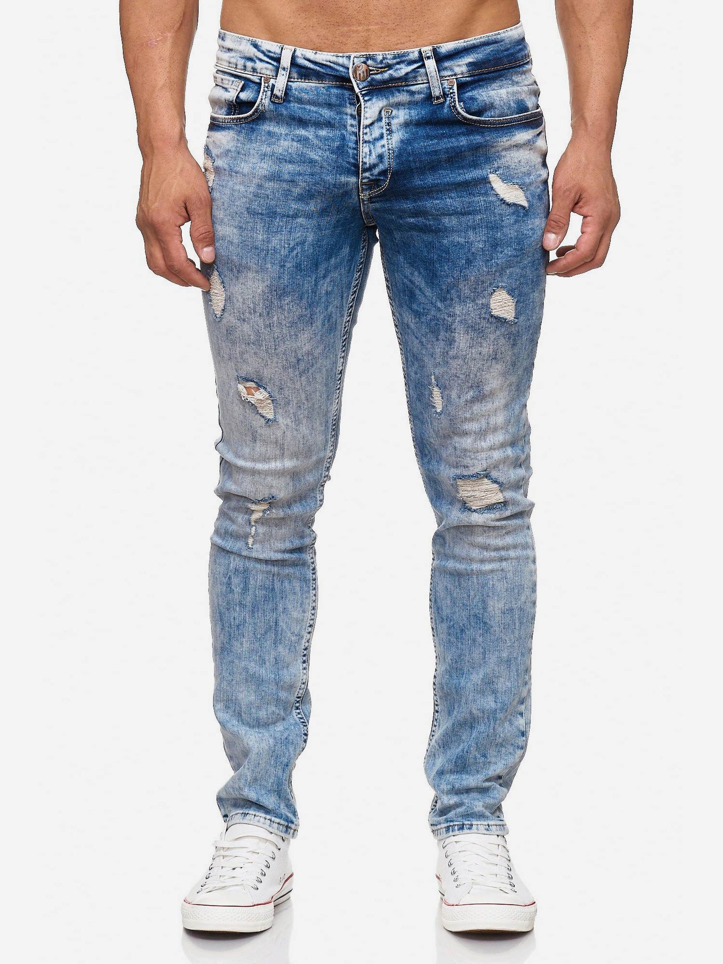 Tazzio Herren Jeans Slim Fit im Destroyed Look 17502