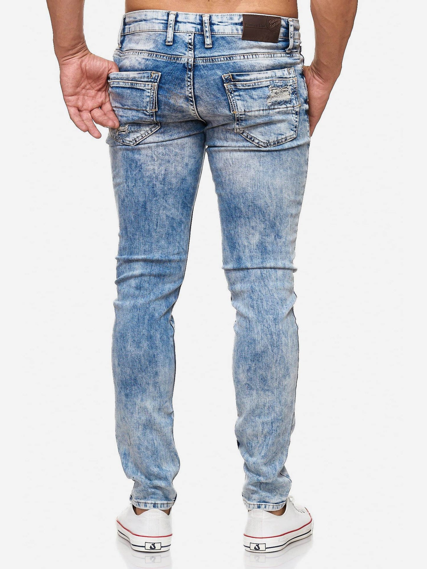 Tazzio Herren Jeans Slim Fit im Destroyed Look 17502