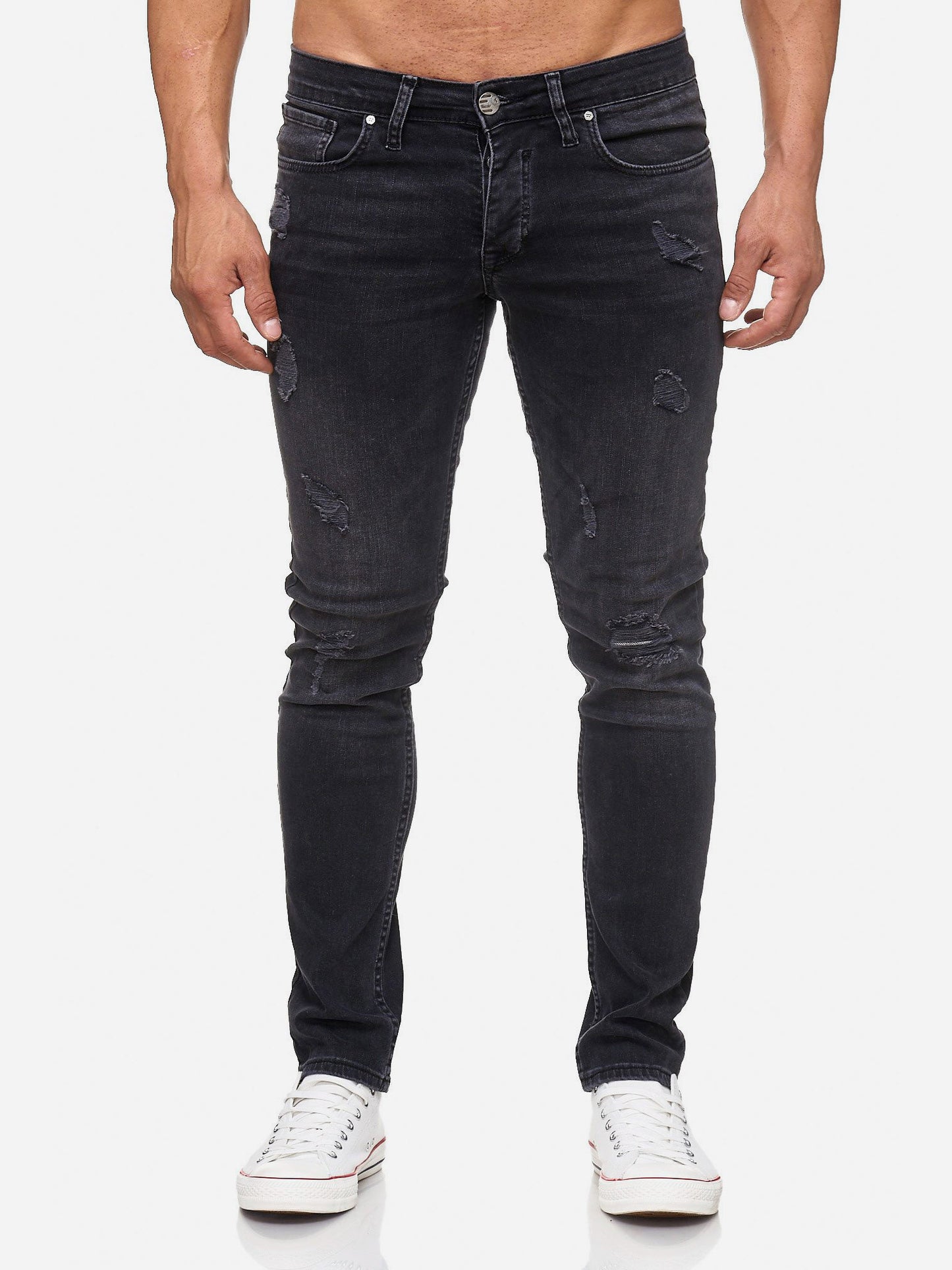 Tazzio Herren Jeans Slim Fit im Destroyed Look 17502