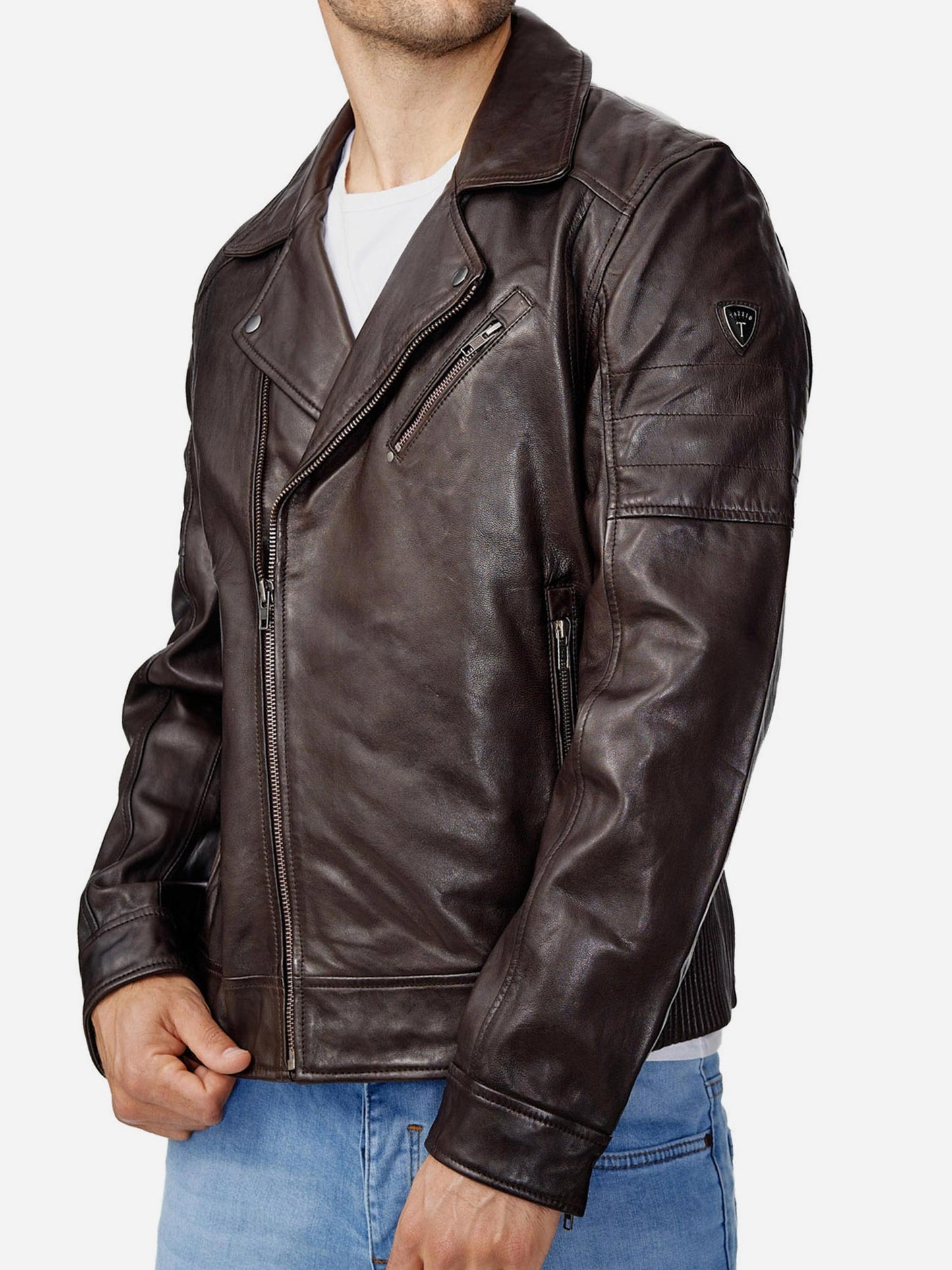 Veste en cuir pour homme Tazzio Veste en cuir véritable Biker 19708