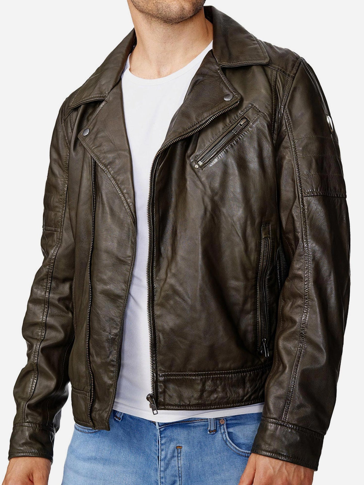 Veste en cuir pour homme Tazzio Veste en cuir véritable Biker 19708
