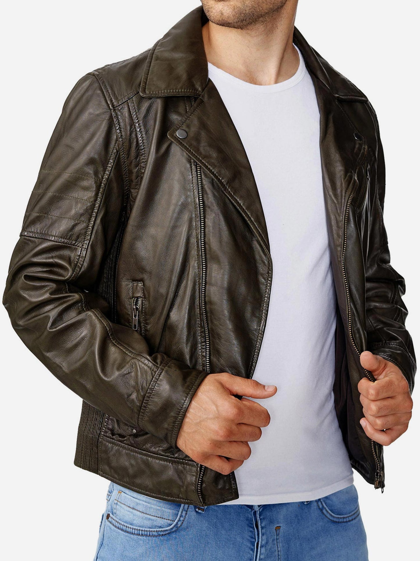 Veste en cuir pour homme Tazzio Veste en cuir véritable Biker 19708