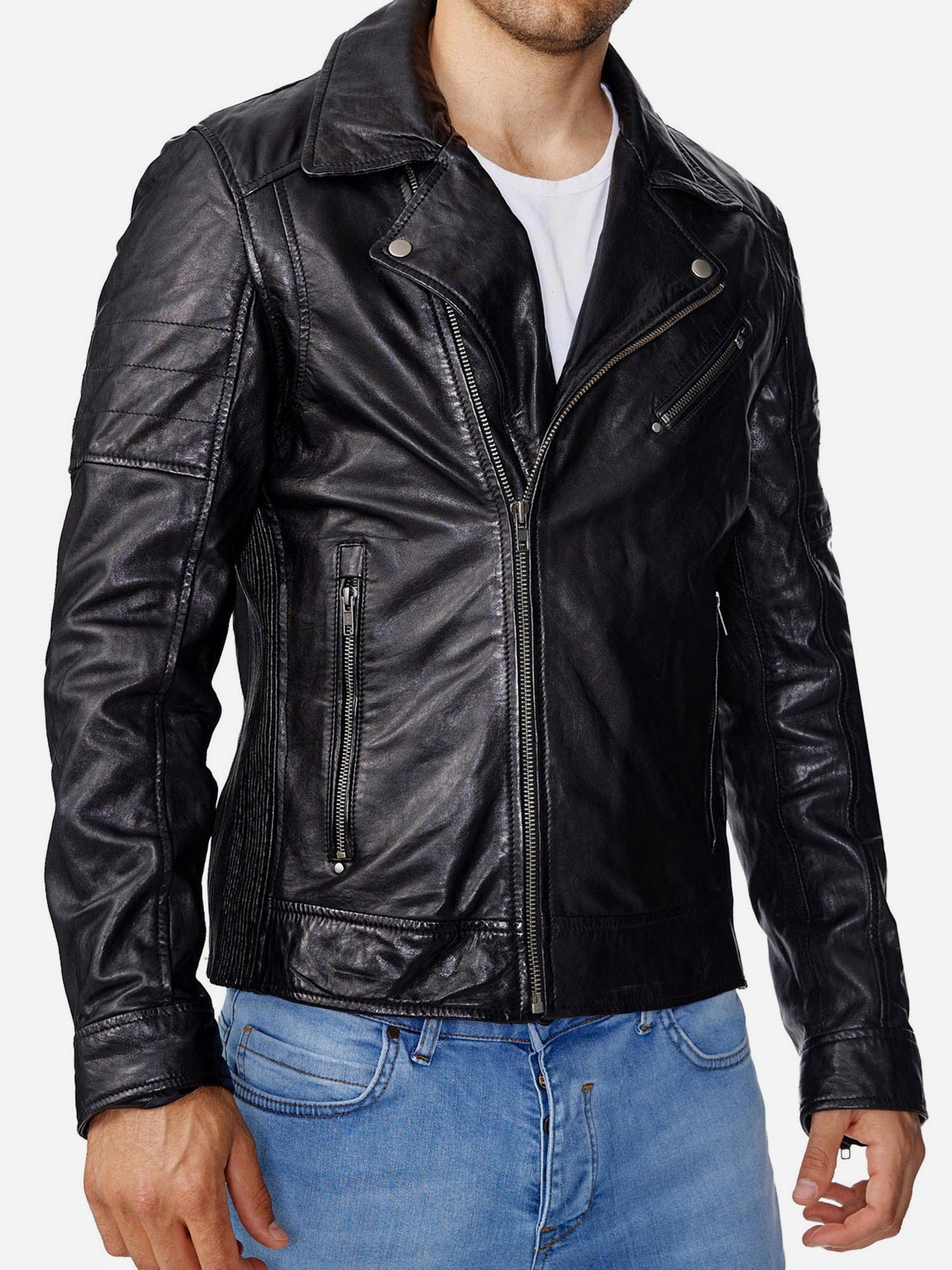 Veste en cuir pour homme Tazzio Veste en cuir véritable Biker 19708