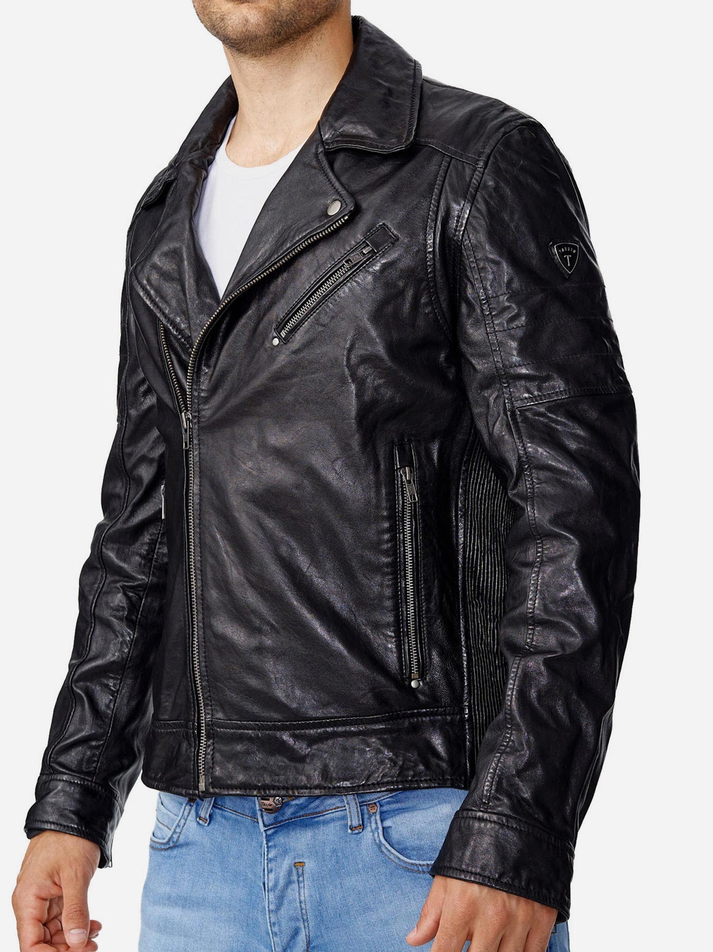 Veste en cuir pour homme Tazzio Veste en cuir véritable Biker 19708