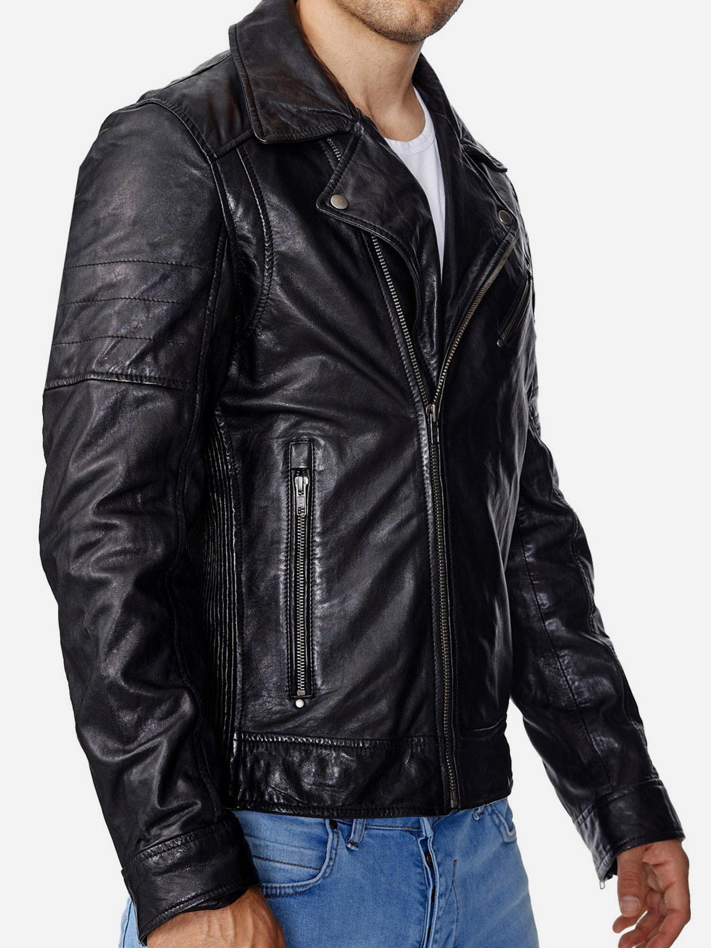 Veste en cuir pour homme Tazzio Veste en cuir véritable Biker 19708