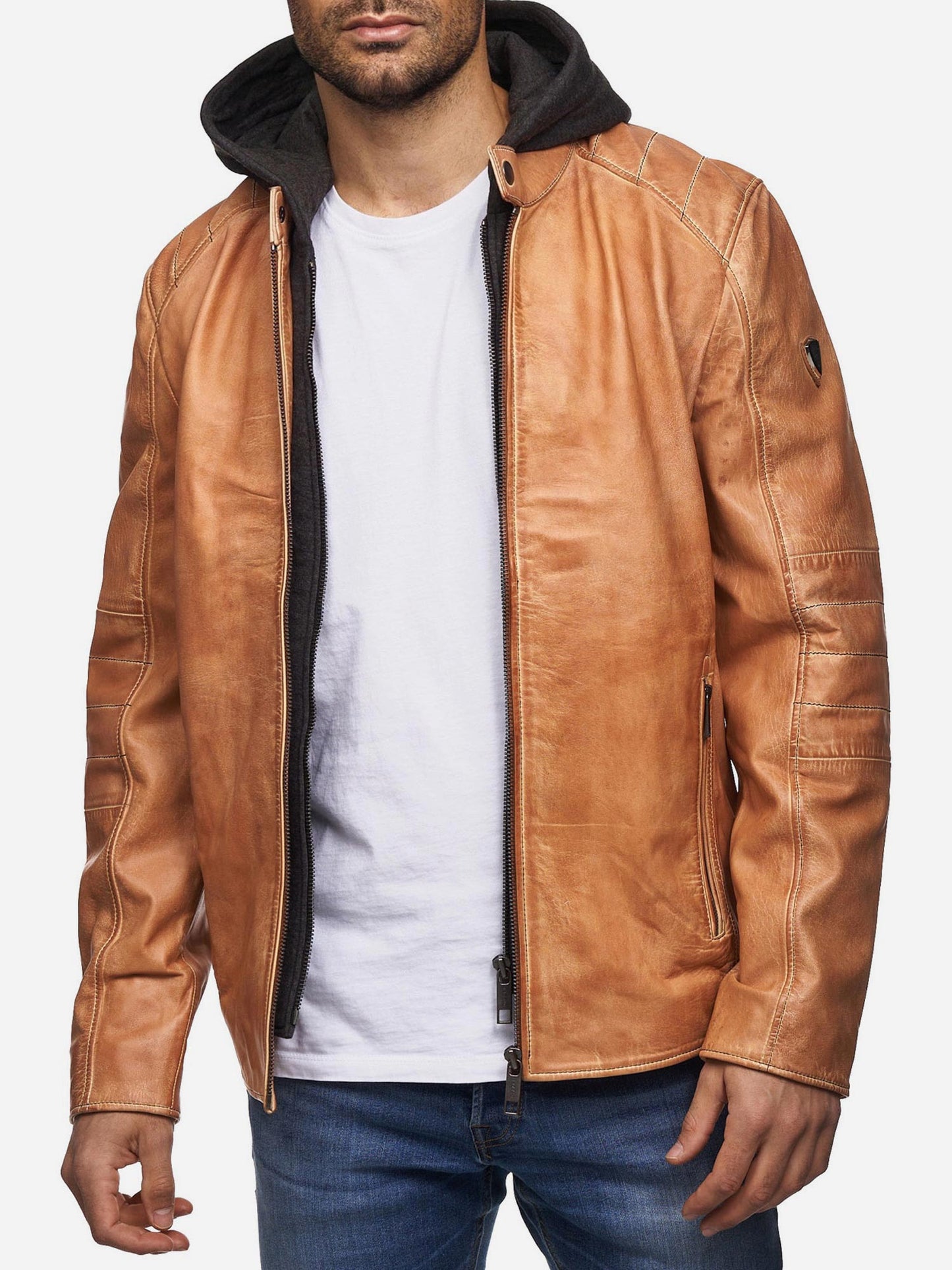 Tazzio Herren Lederjacke Two-in-One Style 19710
