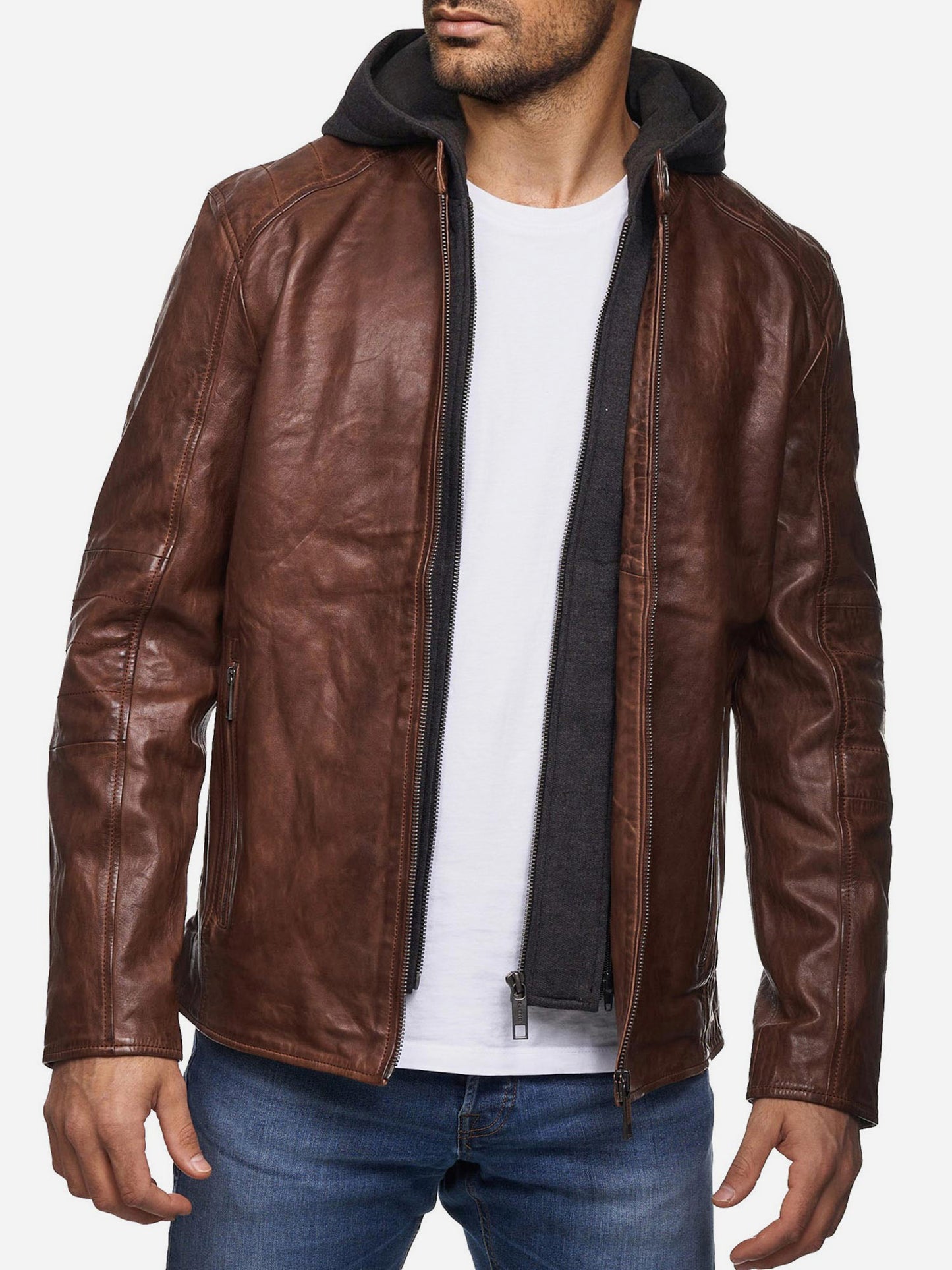 Tazzio Herren Lederjacke Two-in-One Style 19710