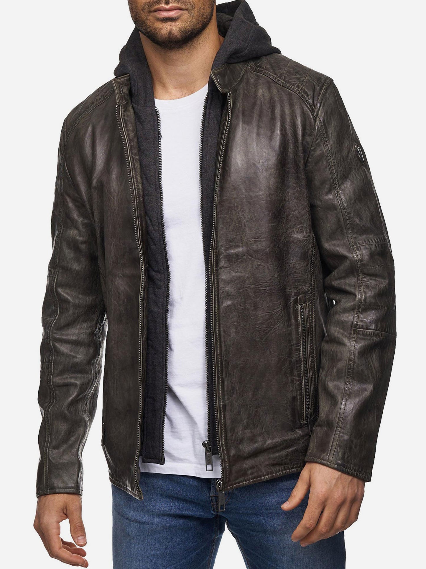 Tazzio Herren Lederjacke Two-in-One Style 19710