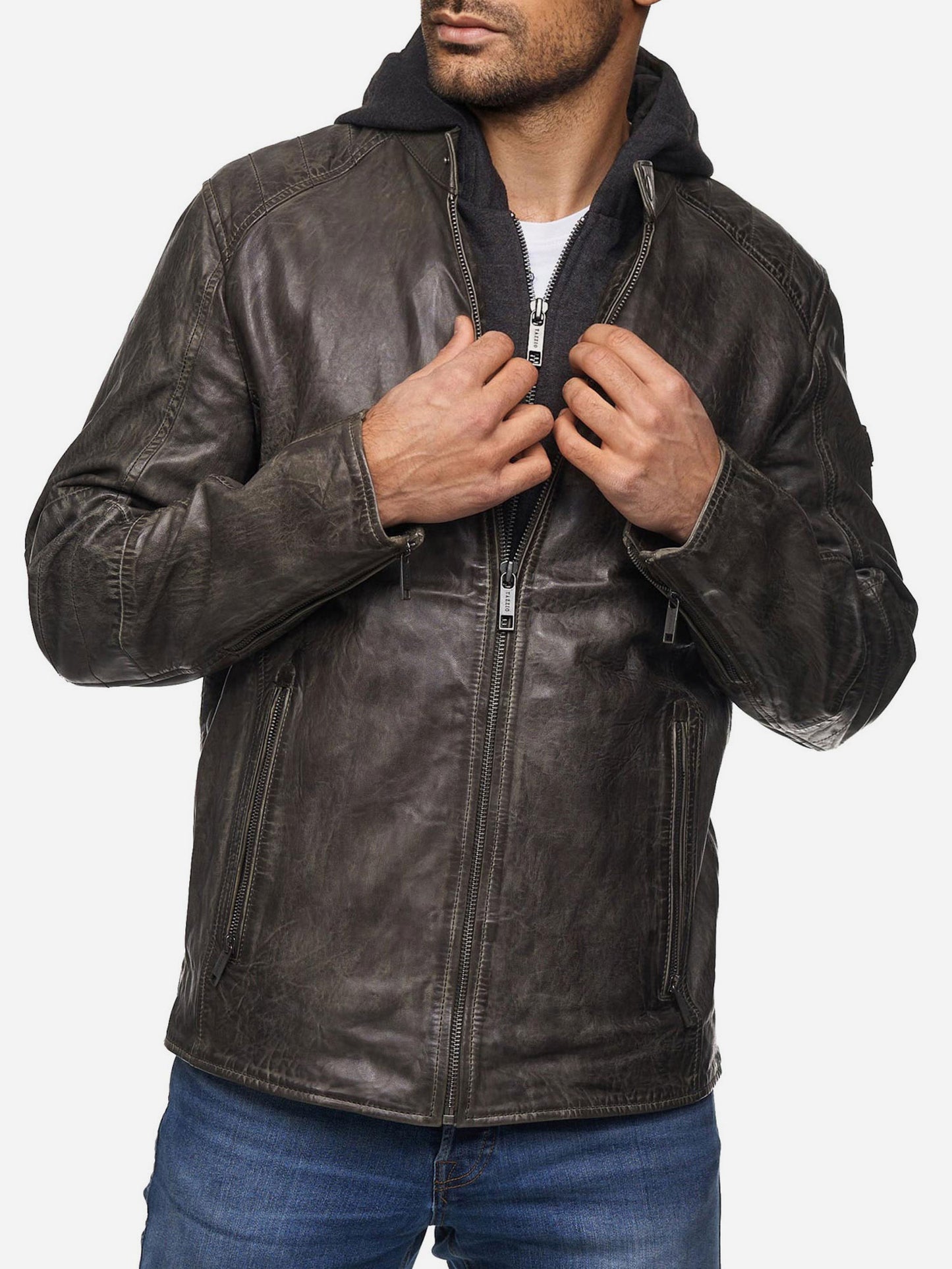 Tazzio Herren Lederjacke Two-in-One Style 19710