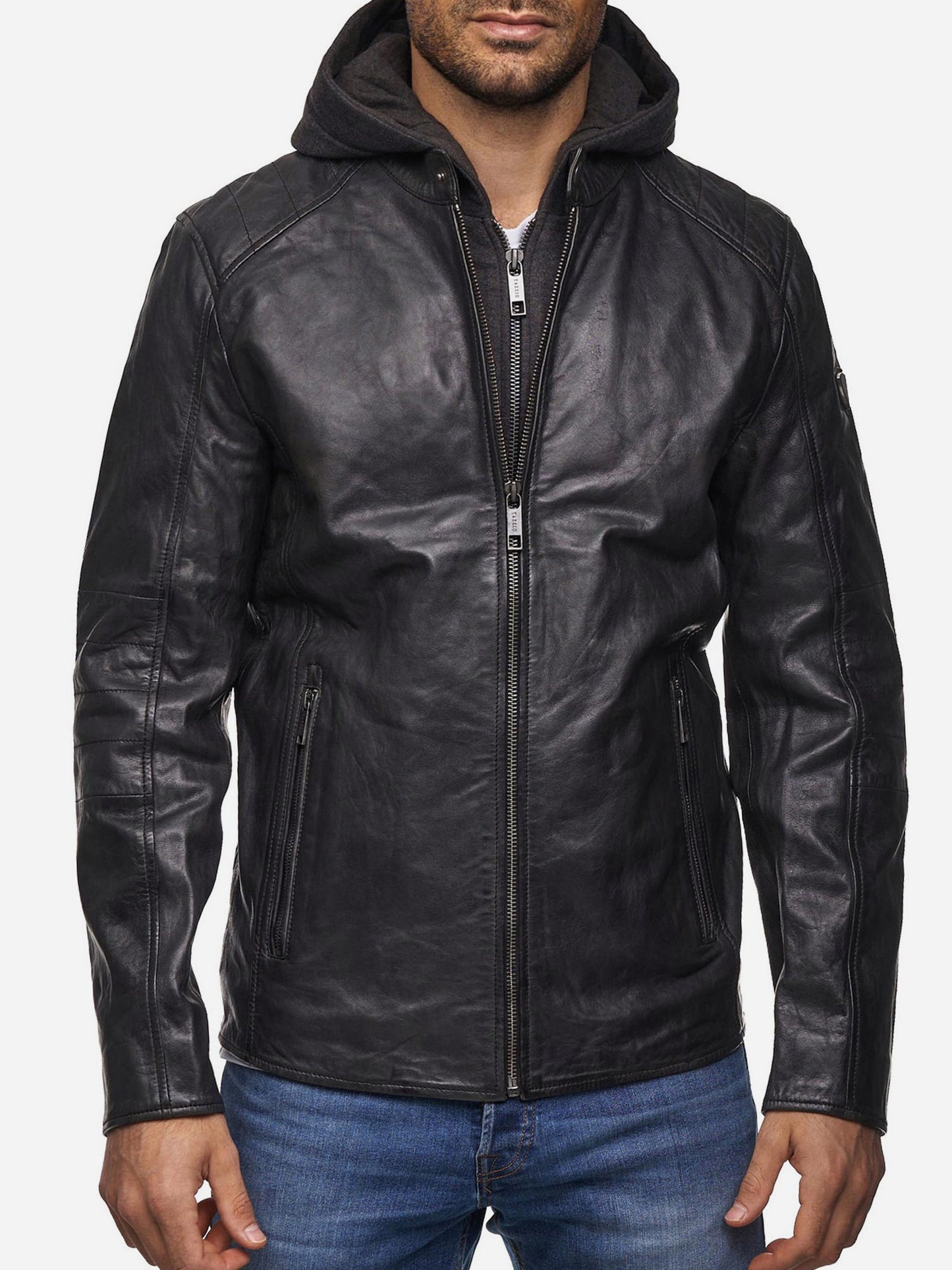 Tazzio Herren Lederjacke Two-in-One Style 19710