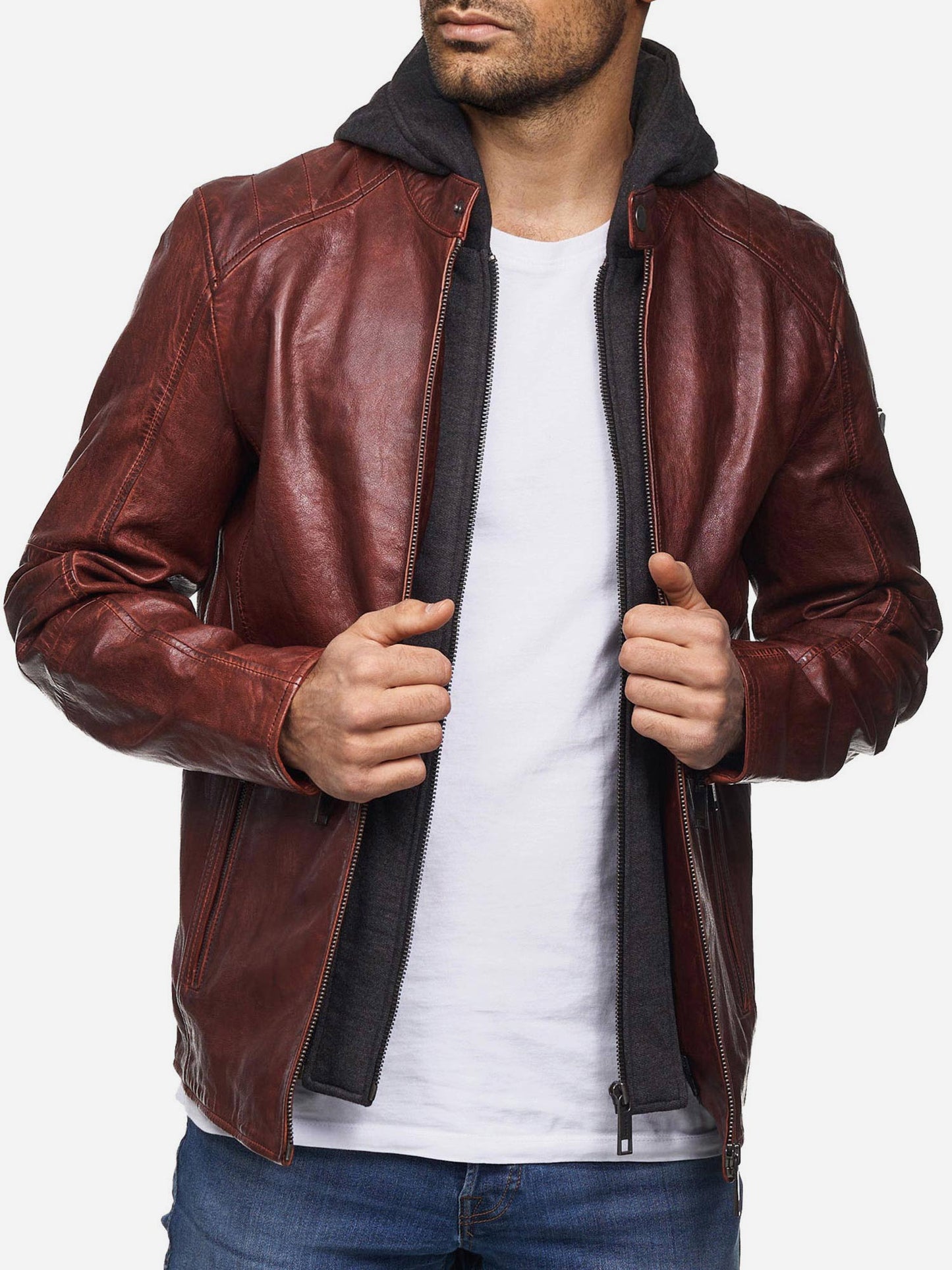 Tazzio Herren Lederjacke Two-in-One Style 19710