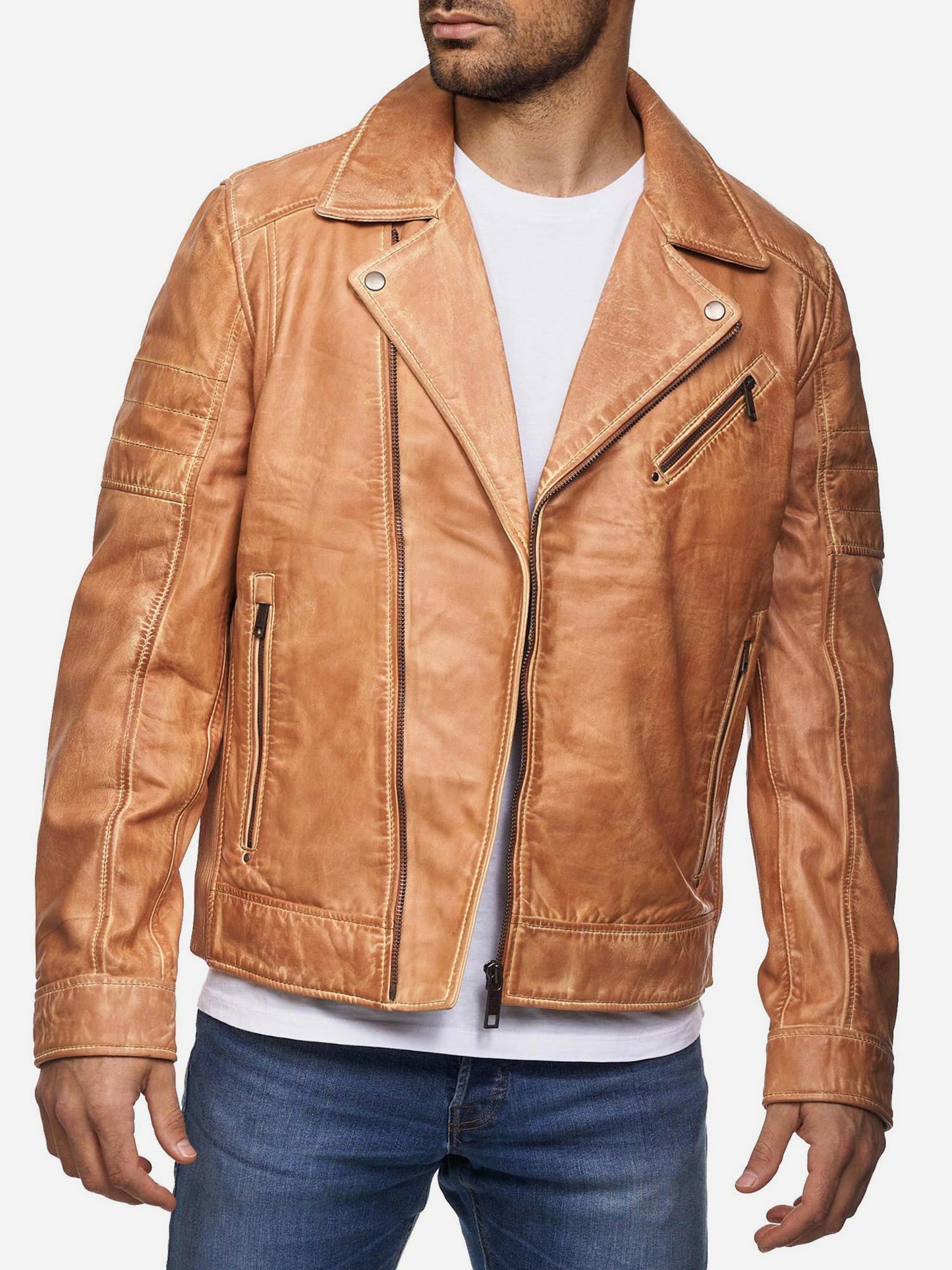 Tazzio Herren Lederjacke Biker-Look 19712