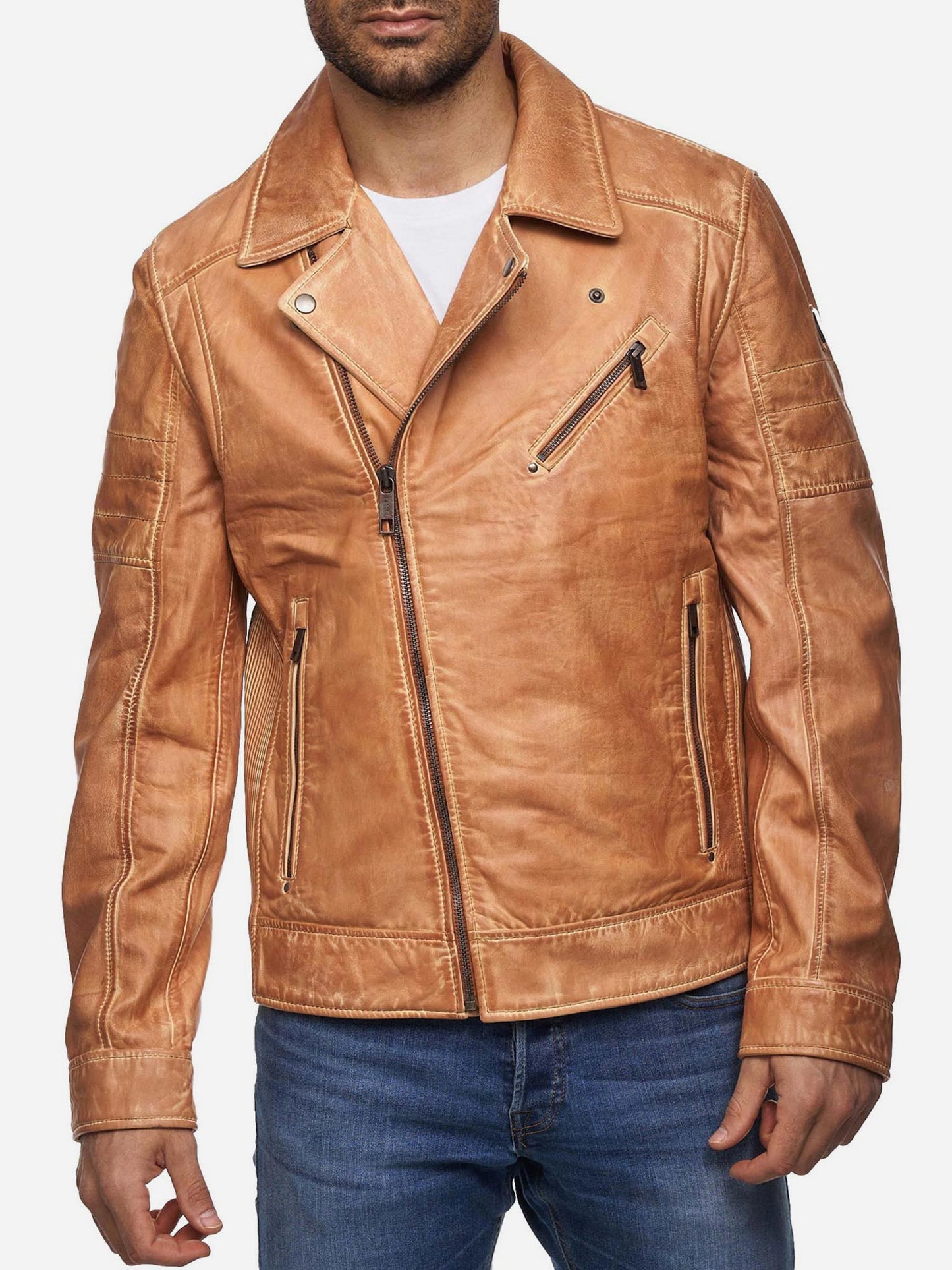 Tazzio Herren Lederjacke Biker-Look 19712