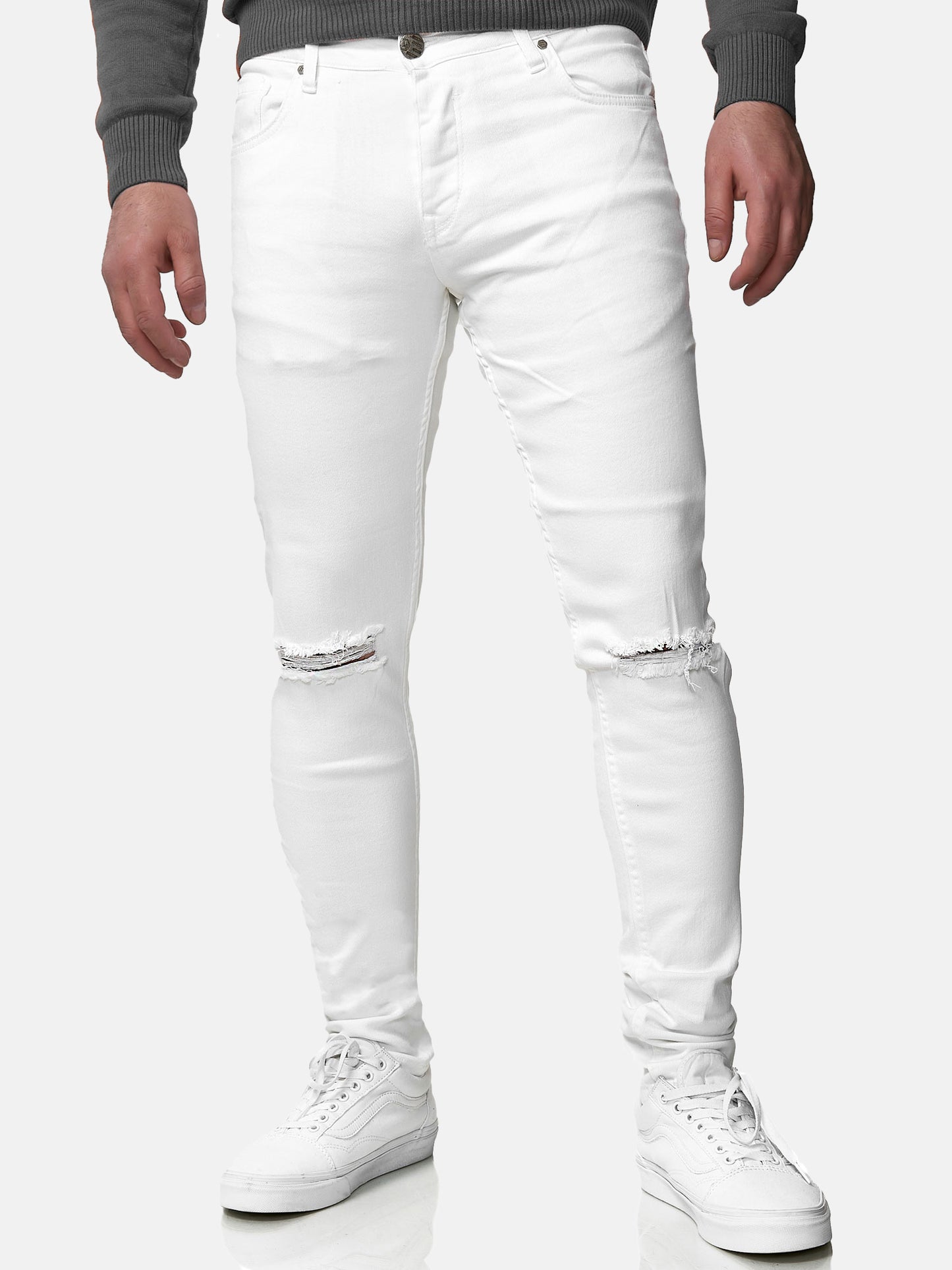 Jeans Tazzio pour hommes, coupe skinny, look destroy A100