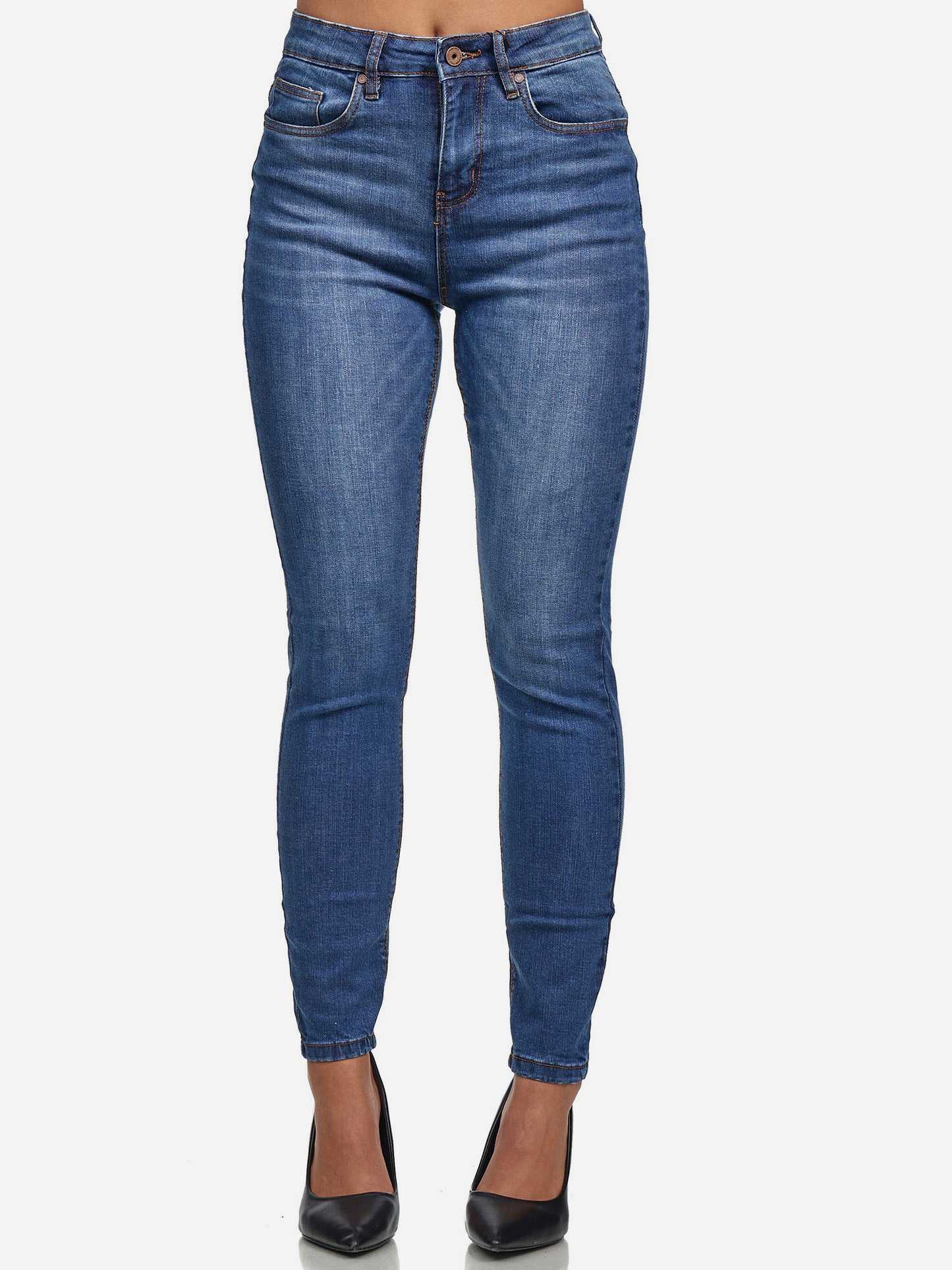 Tazzio Damen Skinny Fit High Waist Jeans F101
