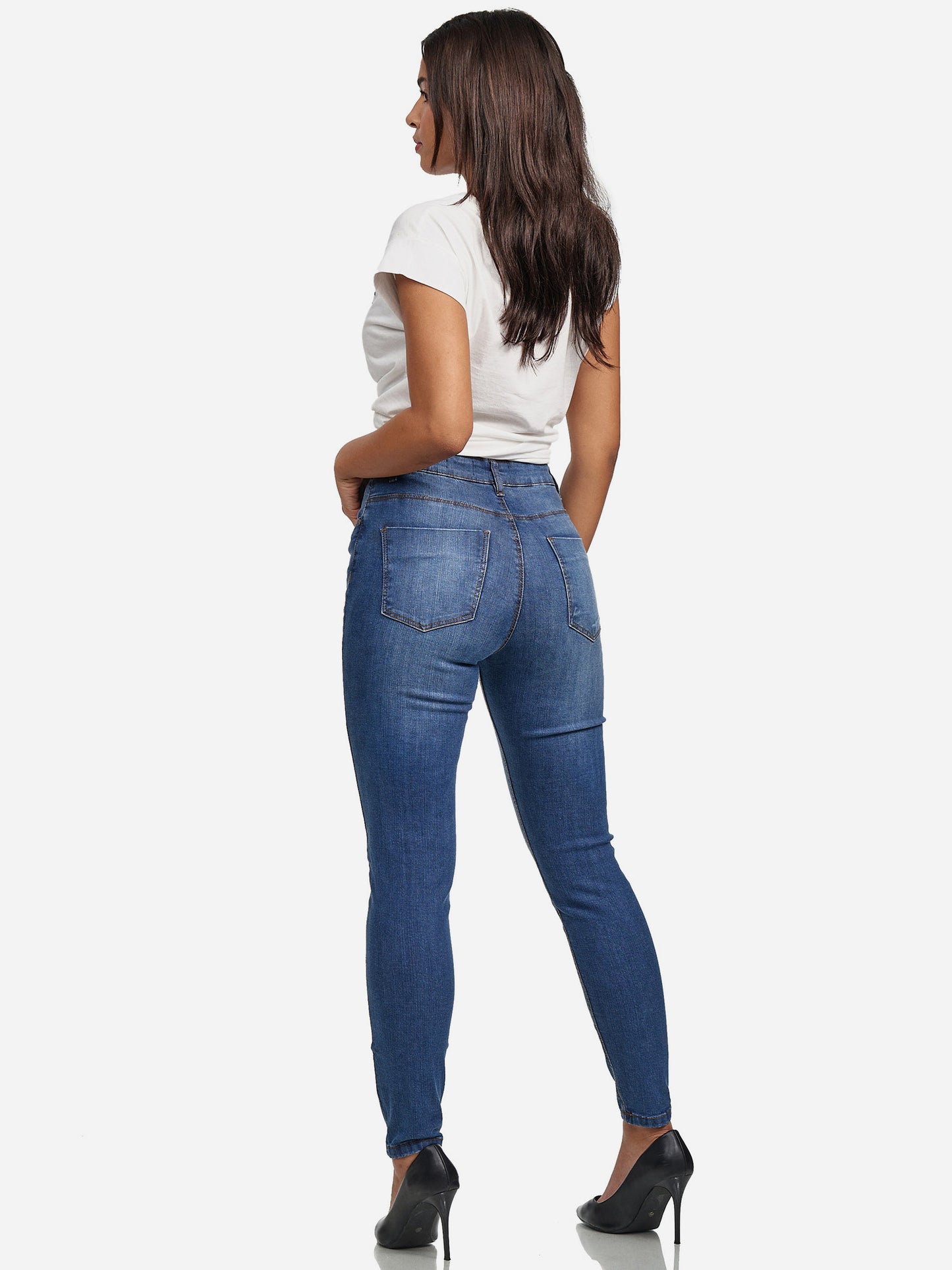 Tazzio Damen Skinny Fit High Waist Jeans F101
