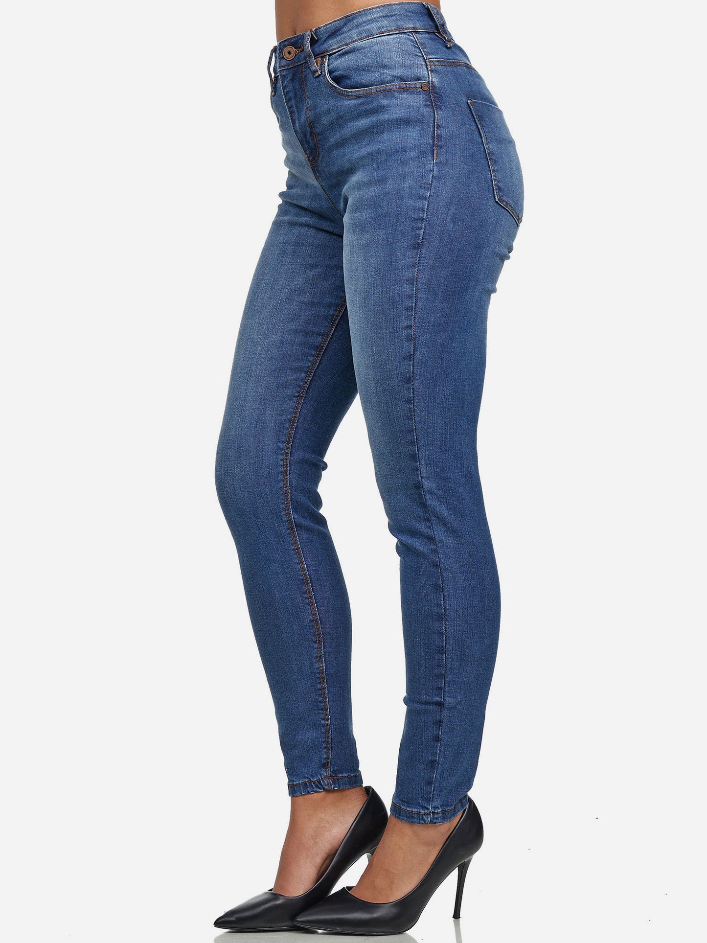 Tazzio Damen Skinny Fit High Waist Jeans F101