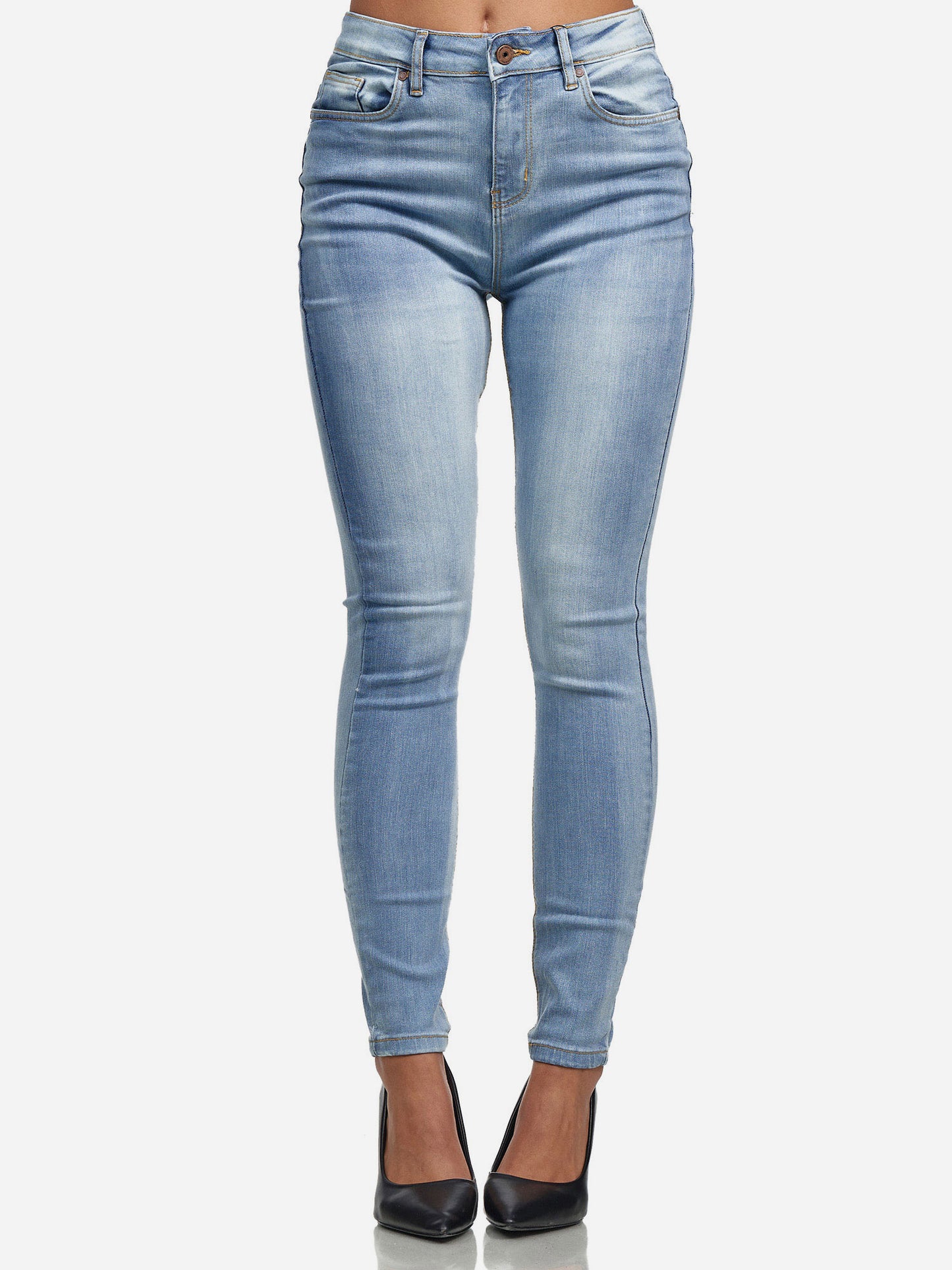 Tazzio Damen Skinny Fit High Waist Jeans F101