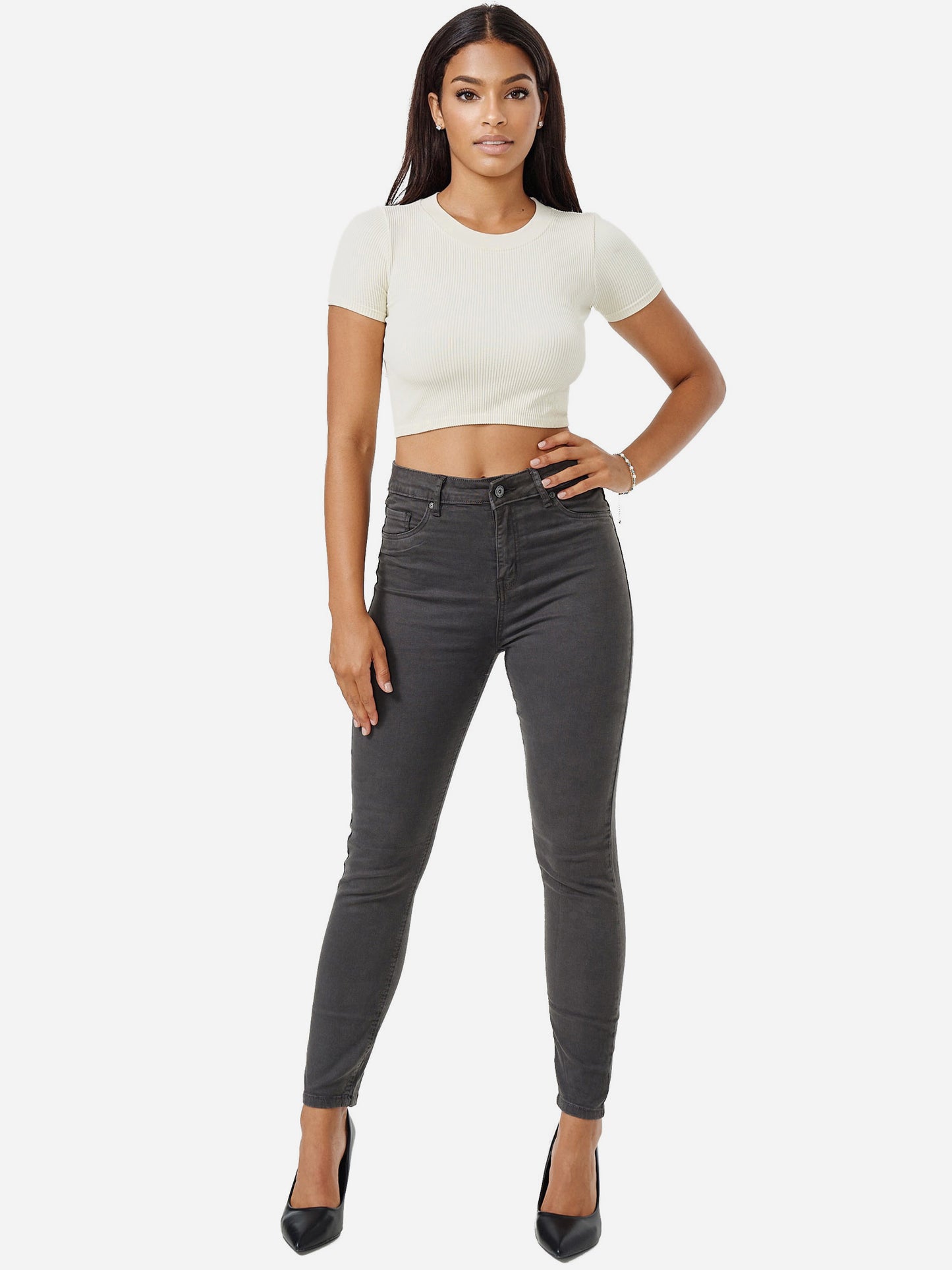 Tazzio Damen Skinny Fit High Rise Jeans F103