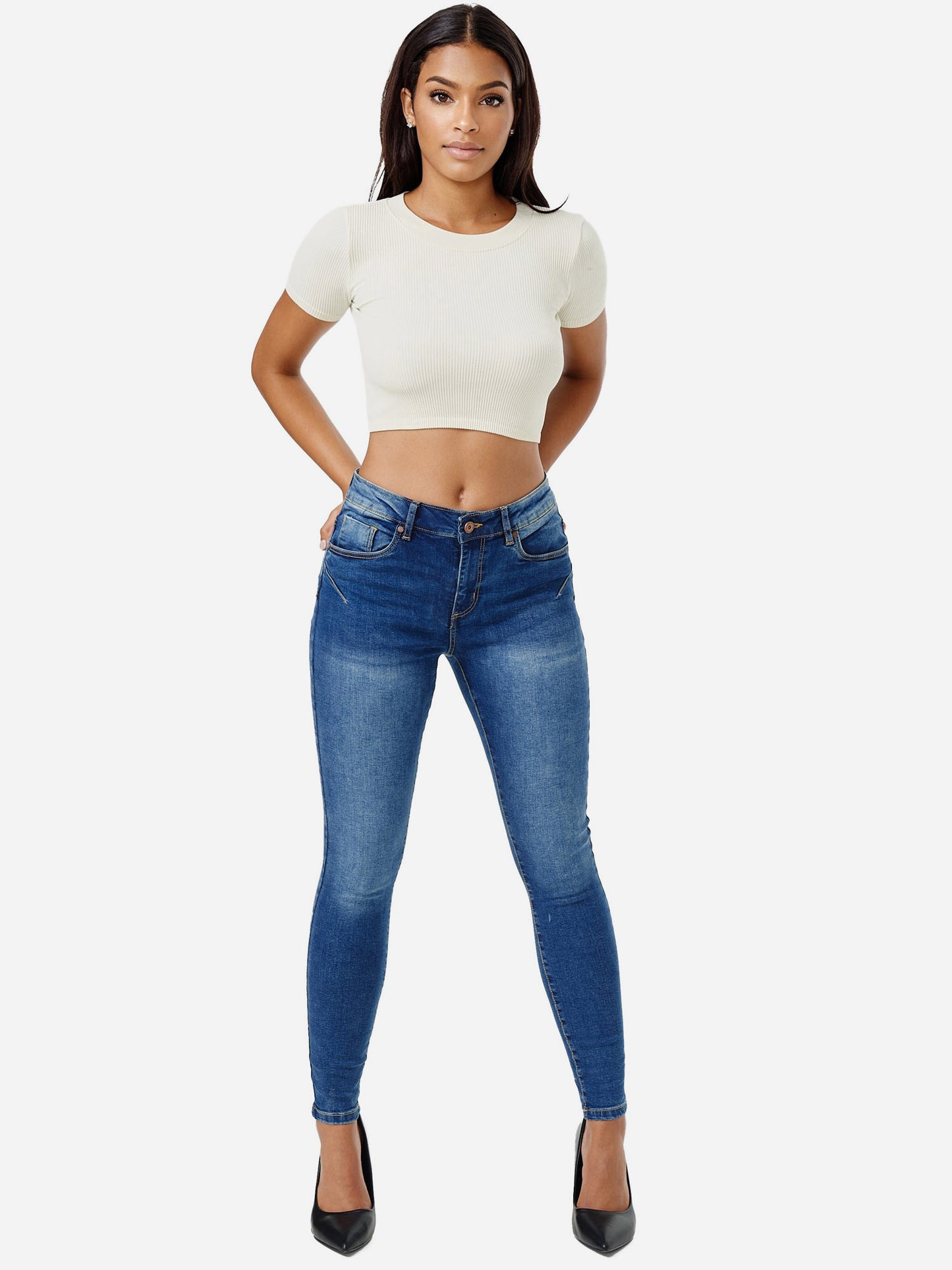 Tazzio Damen Skinny Fit Push Up Jeans F106