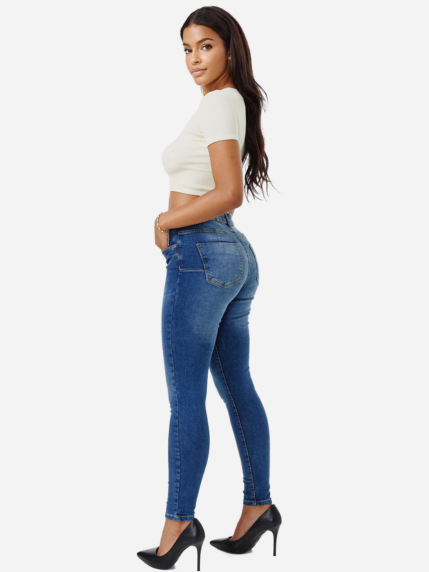 Tazzio Damen Skinny Fit Push Up Jeans F106