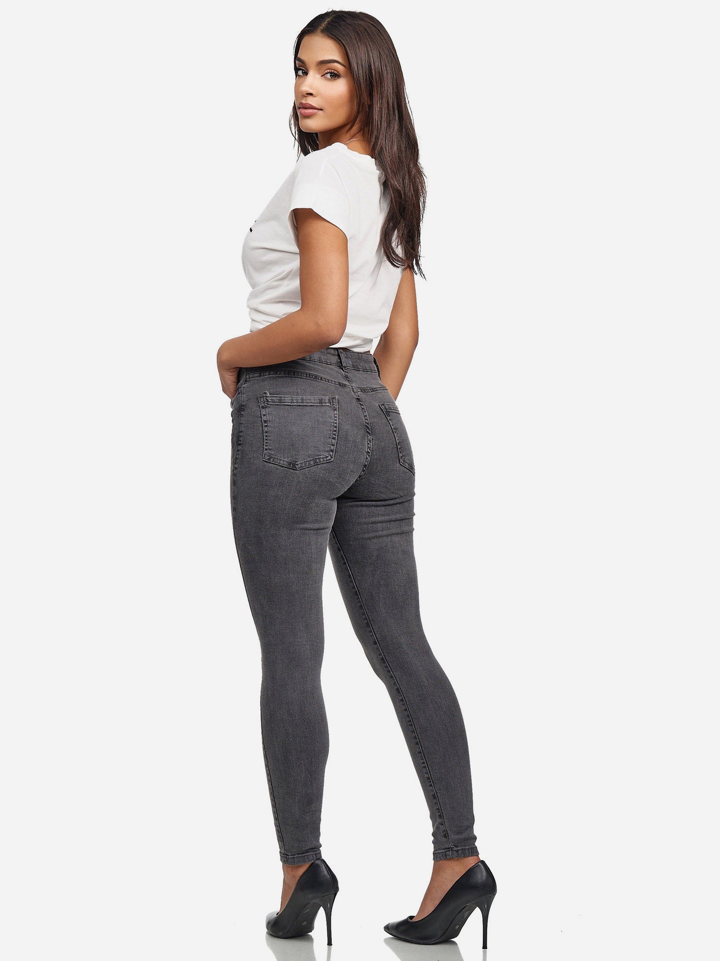Tazzio Damen Skinny Fit High Waist Jeans F107