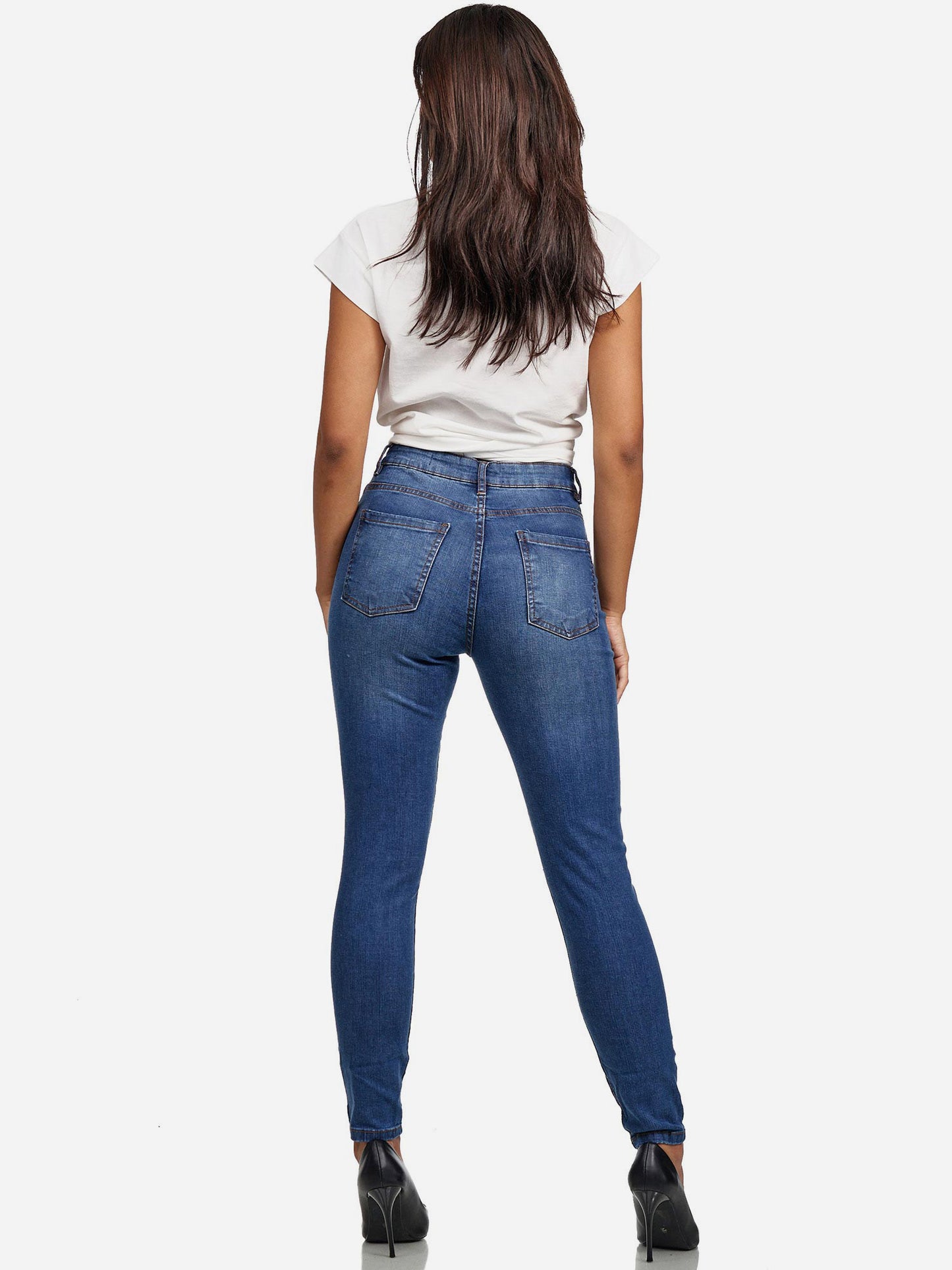 Tazzio Damen Skinny Fit High Waist Jeans F107