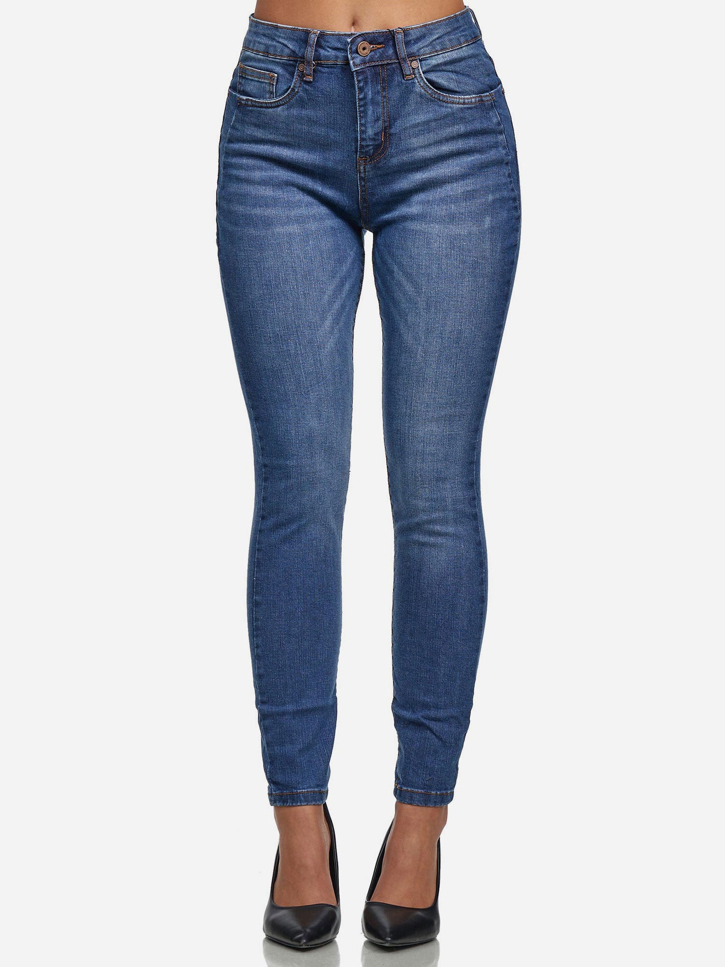 Tazzio Damen Skinny Fit High Waist Jeans F107