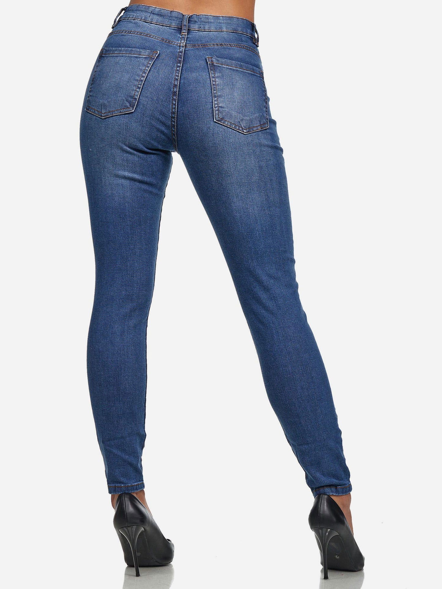 Tazzio Damen Skinny Fit High Waist Jeans F107