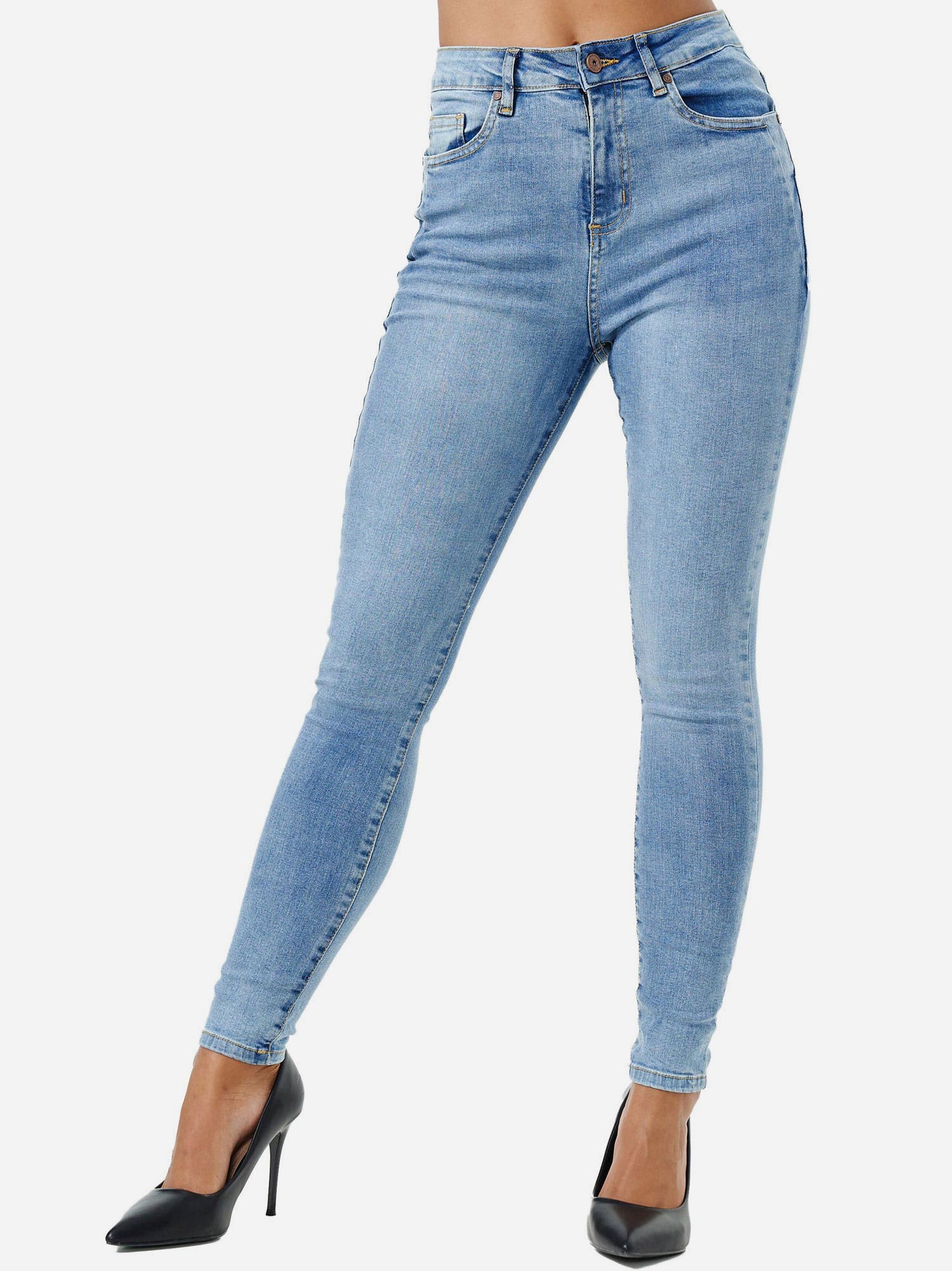 Tazzio Damen Skinny Fit High Waist Jeans F107