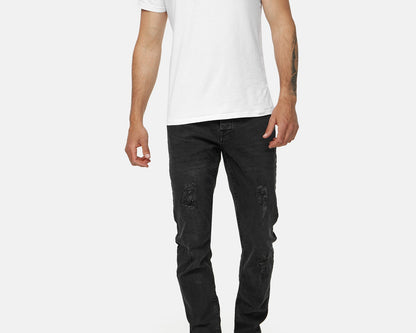 Tazzio Herren Jeans Slim Fit Destroyed Look 16525 Schwarz