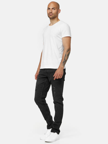 Tazzio Herren Jeans Slim Fit Destroyed Look 16525 Schwarz