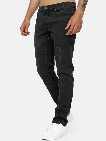 Tazzio Herren Jeans Slim Fit Destroyed Look 16525 Schwarz