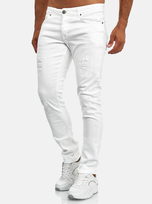 Tazzio Herren Jeans Slim Fit Destroyed Look 16525 Weiß