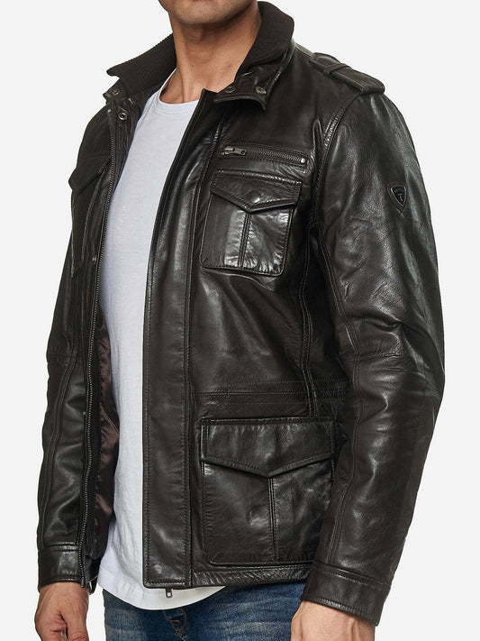 Tazzio Herren Jacke Lederjacke Trenchcoat 19706