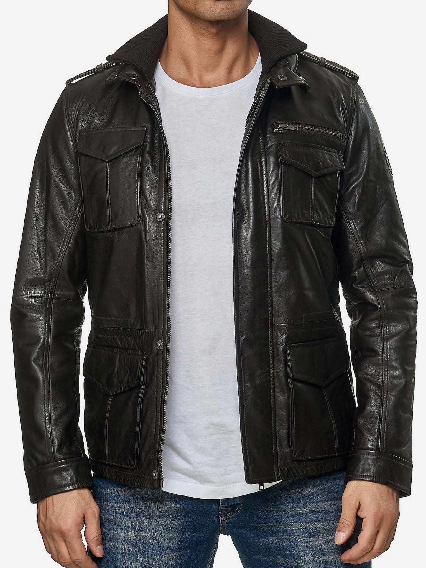 Tazzio Herren Jacke Lederjacke Trenchcoat 19706