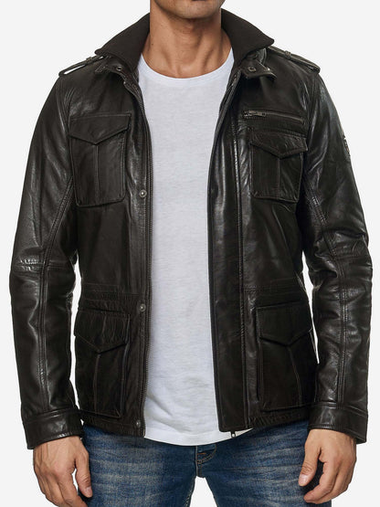 Tazzio Herren Jacke Lederjacke Trenchcoat 19706