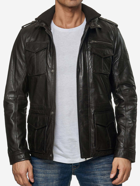 Tazzio Herren Jacke Lederjacke Trenchcoat 19706