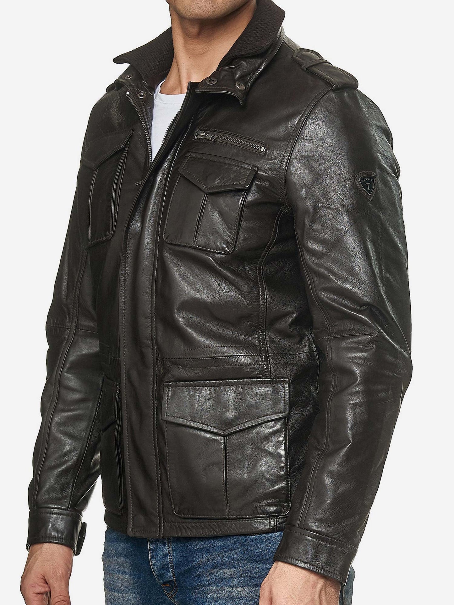Tazzio Herren Jacke Lederjacke Trenchcoat 19706