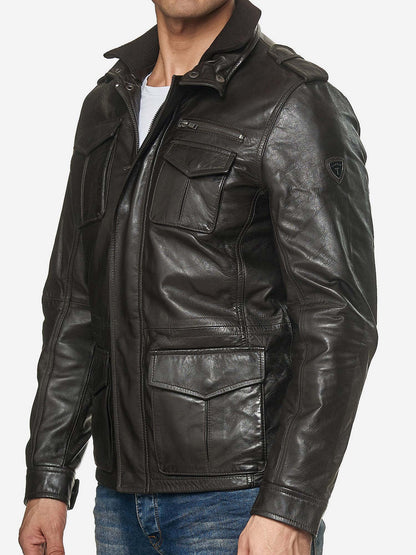 Tazzio Herren Jacke Lederjacke Trenchcoat 19706