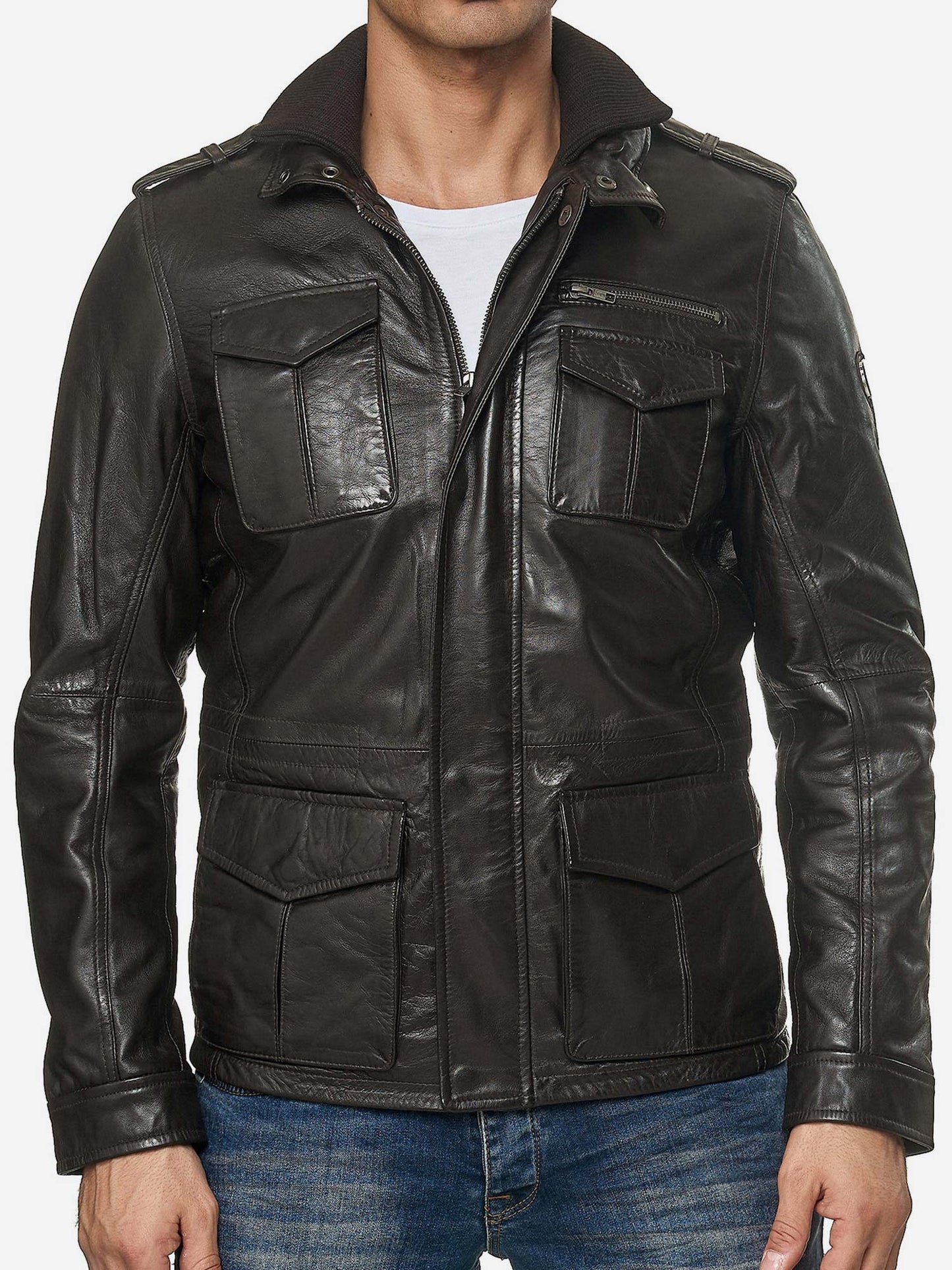 Tazzio Herren Jacke Lederjacke Trenchcoat 19706