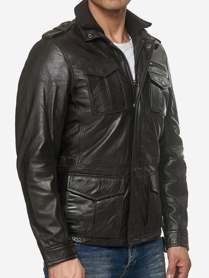 Tazzio Herren Jacke Lederjacke Trenchcoat 19706