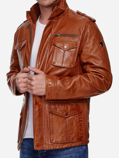 Tazzio Herren Jacke Lederjacke Trenchcoat 19706