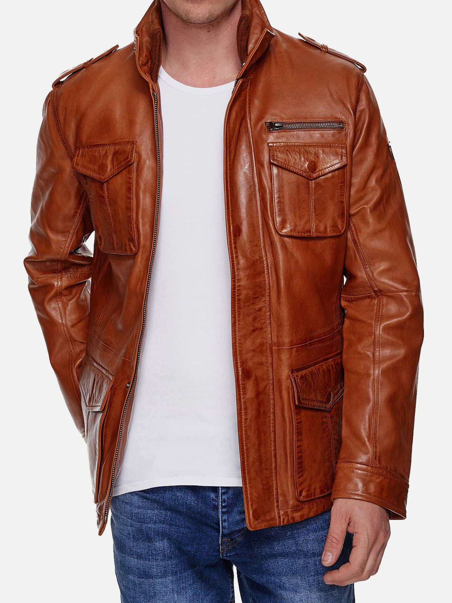 Tazzio Herren Jacke Lederjacke Trenchcoat 19706